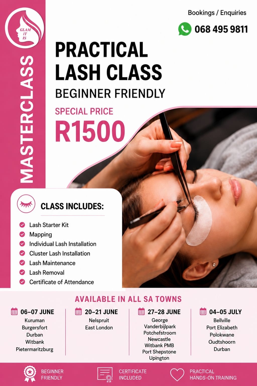 Glam It Is Facebook ad: 2026 Lash Training Schedule