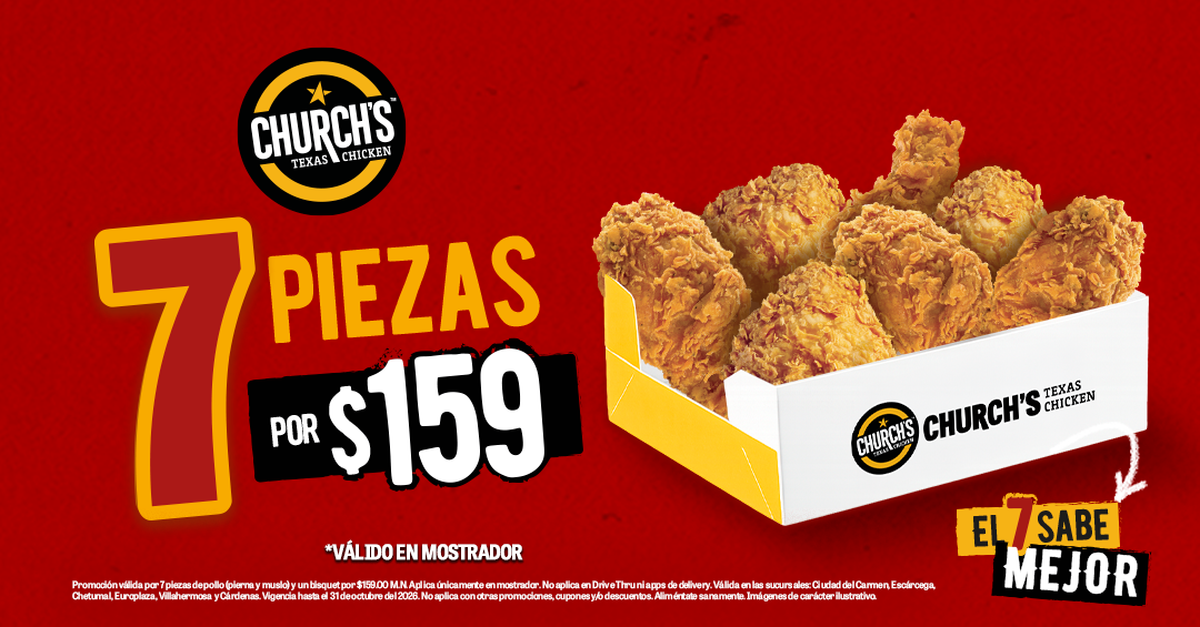 Churchs Texas Chicken MX Facebook ad: Church's Texas Chicken Cárdenas · Lázaro Cárdenas del Río…