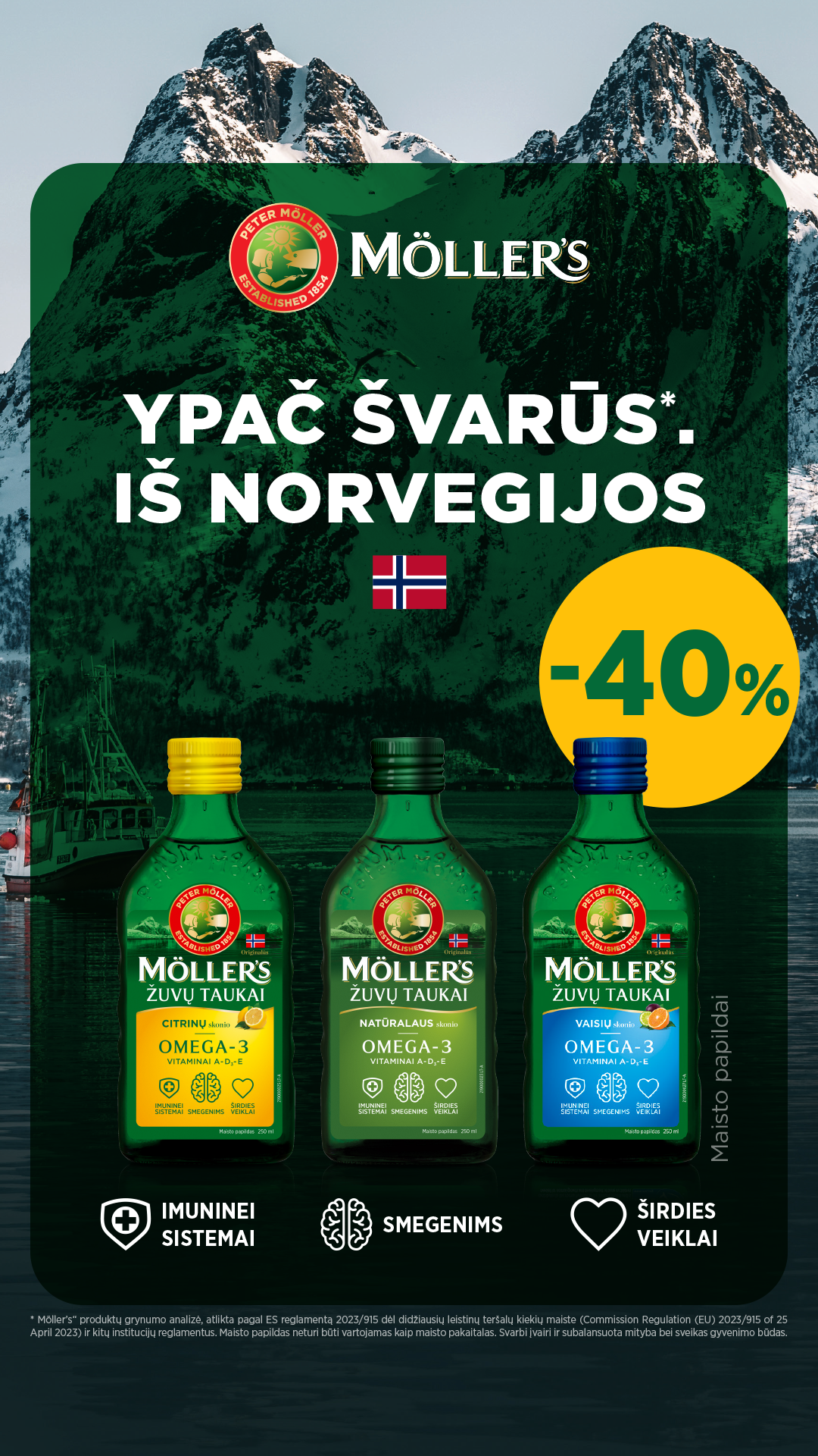 Möller’s žuvų taukai Facebook ad: Aukštos kokybės omega-3 maisto papildai!