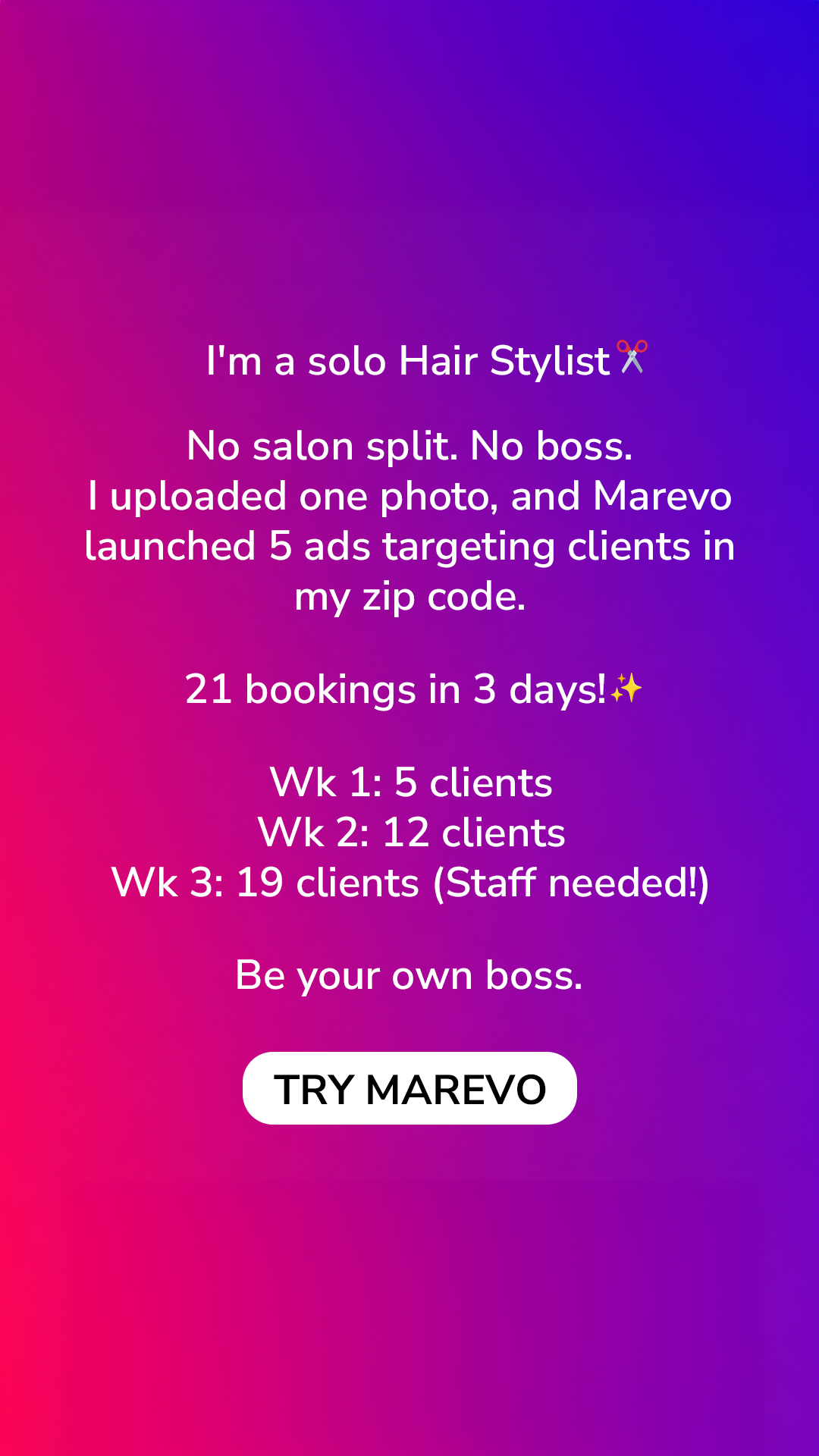 Marevo - AI Ads That Sell Facebook ad: START GENERATE AI ADS