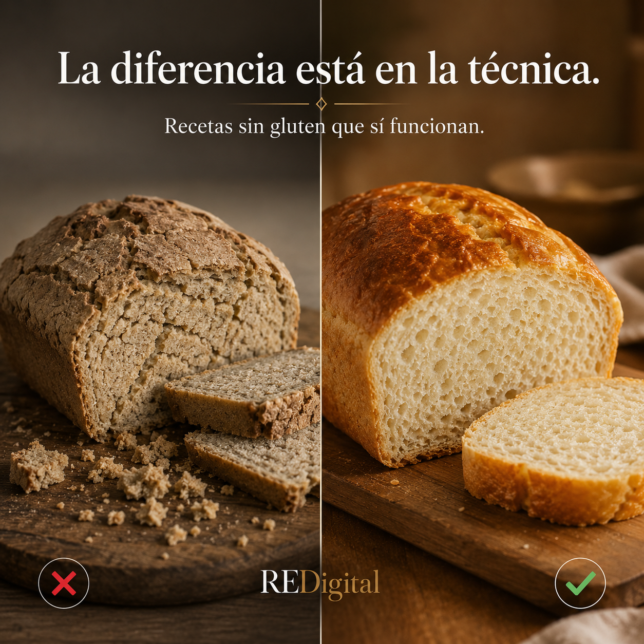 Redigital Facebook ad: +100 recetas sin gluten que sí funcionan