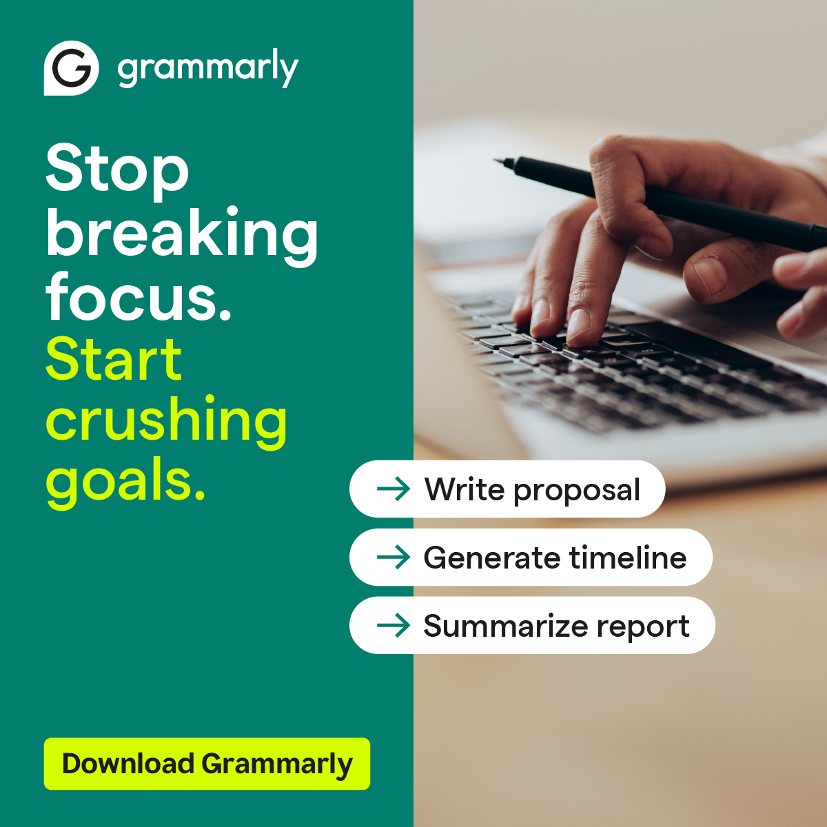Grammarly Facebook ad