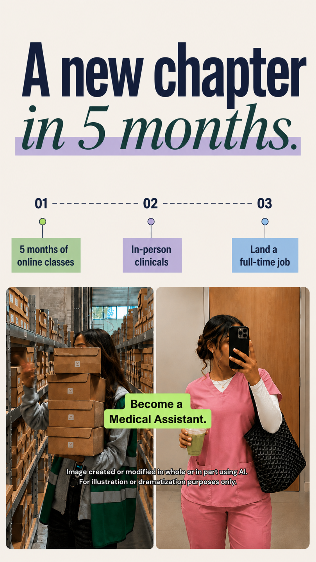Stepful Facebook ad: Become a Medical Assistant Around Your Life