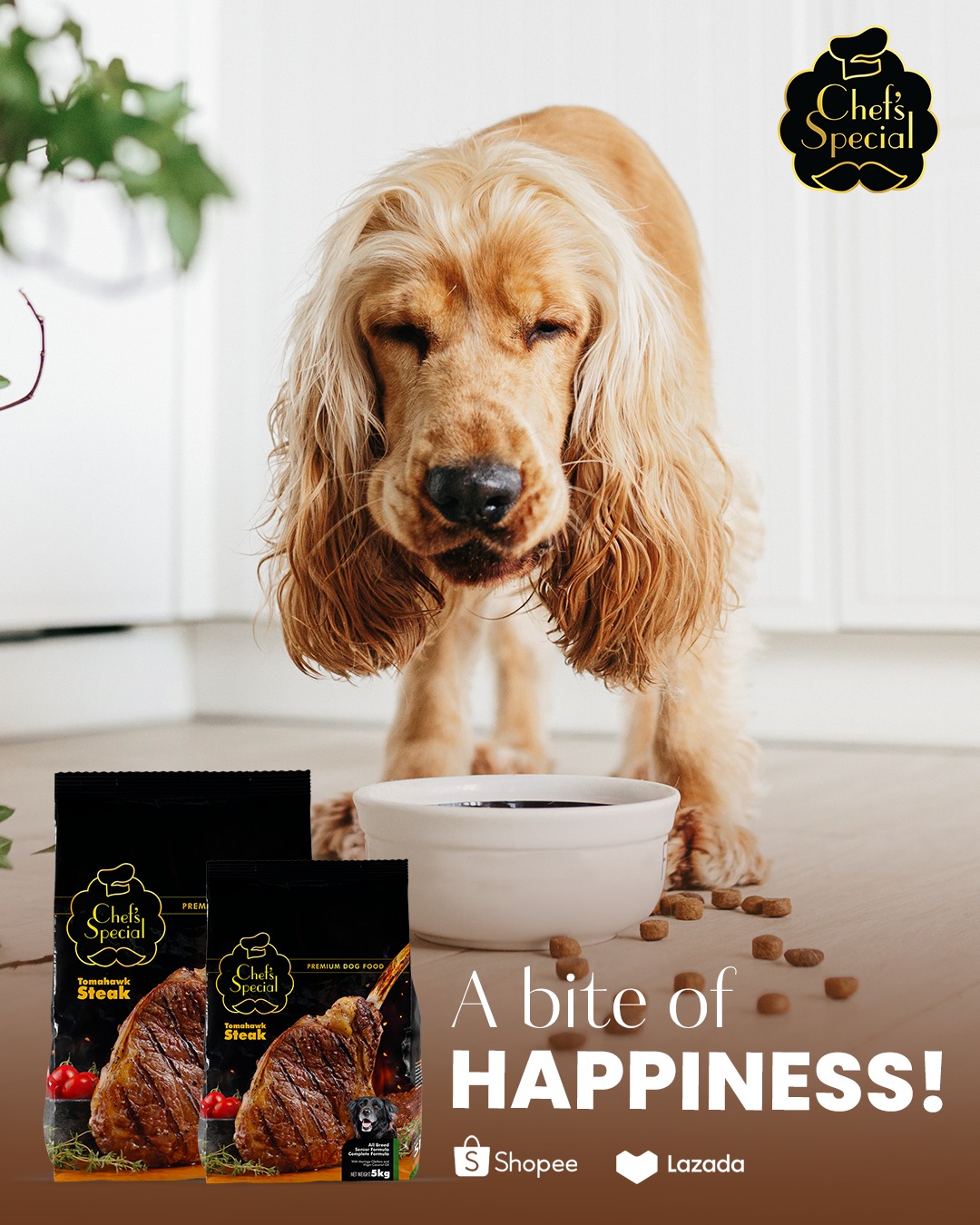 Chef's Special Premium Dog Food Facebook ad: Savor the joy in every bite-crafted with love…
