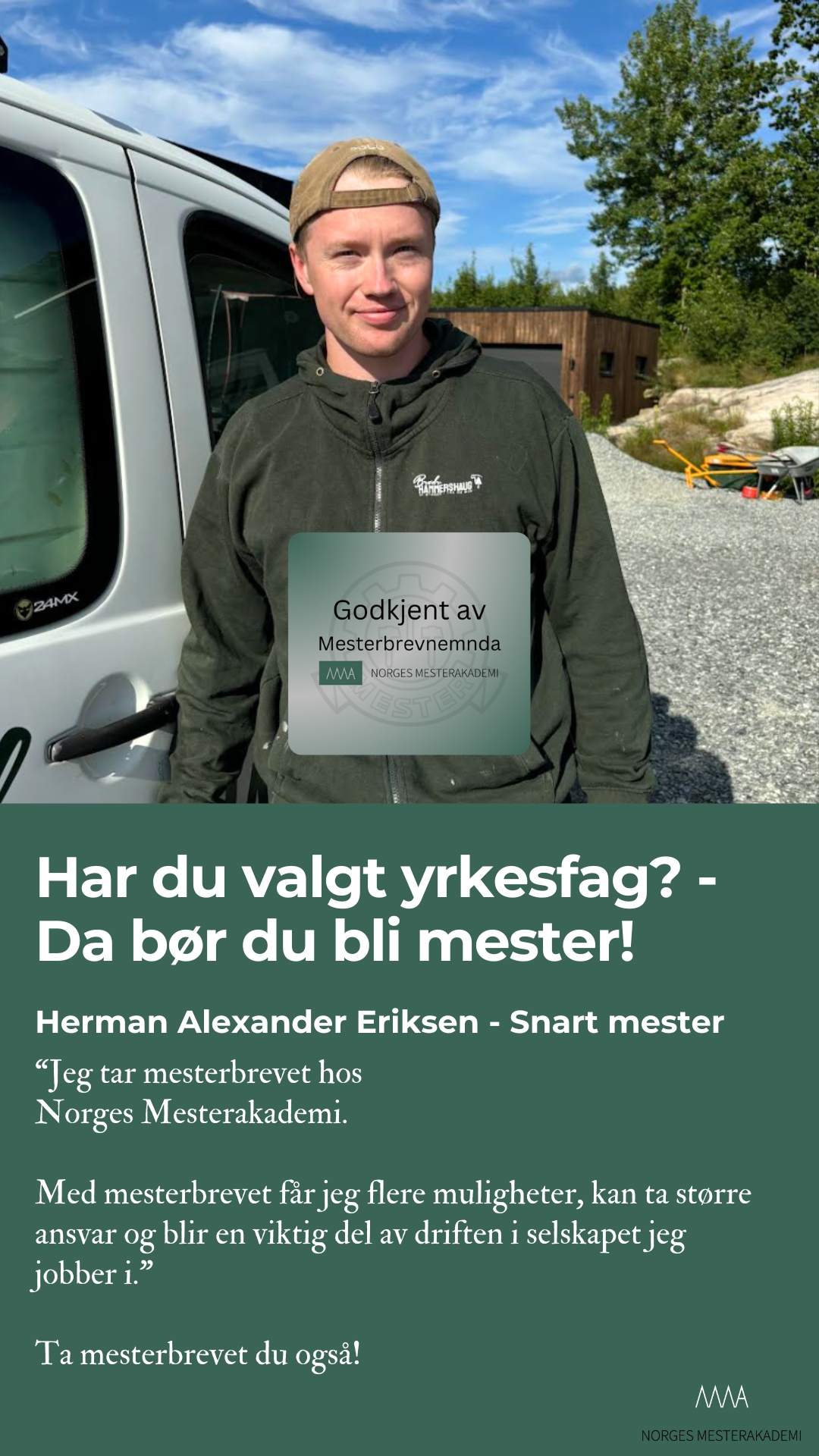 Norges Mesterakademi Facebook ad from Aug 22, 2025