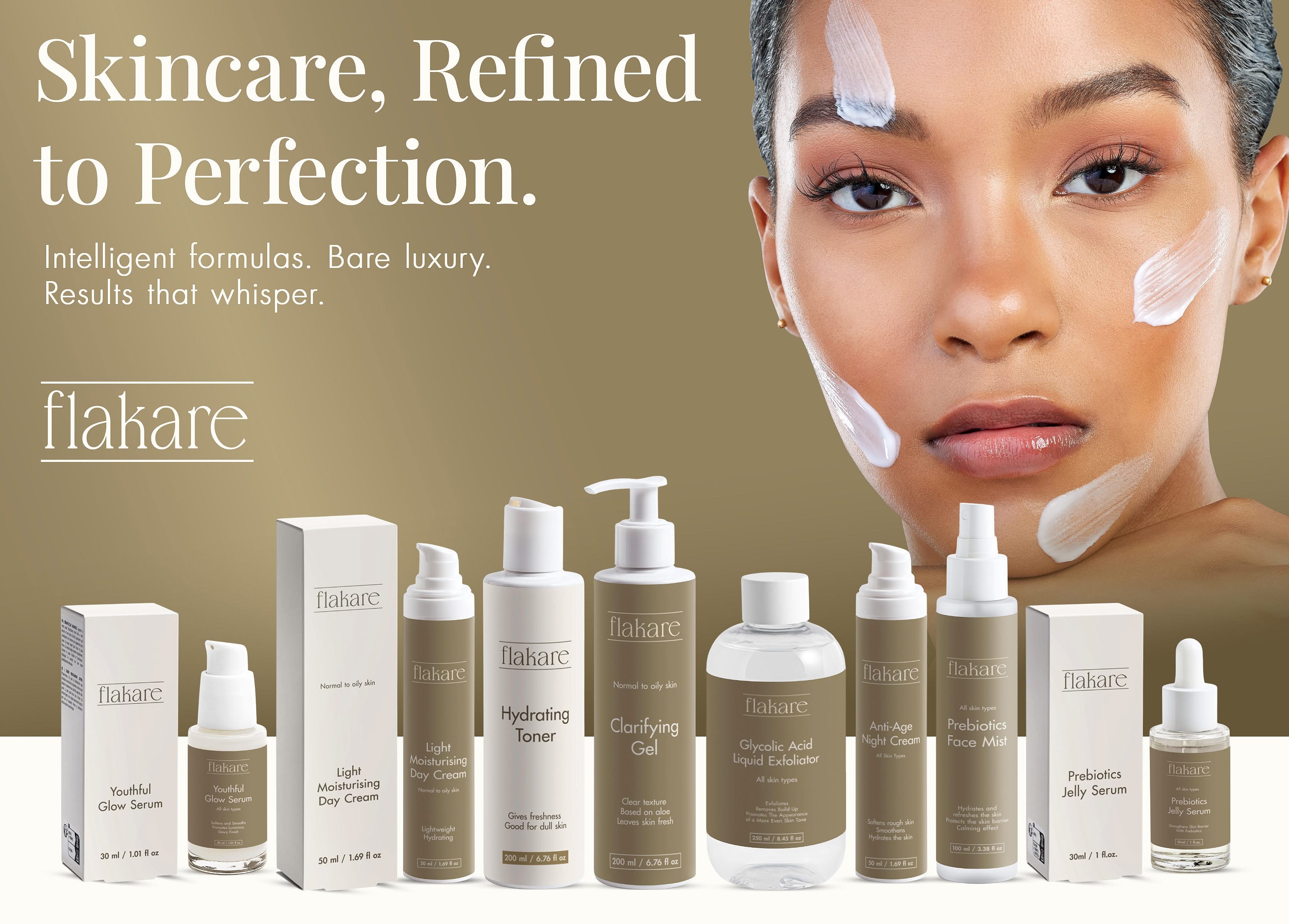 Flakare Facebook ad: Flakare, Clean Skincare for Healthy, Radiant Skin