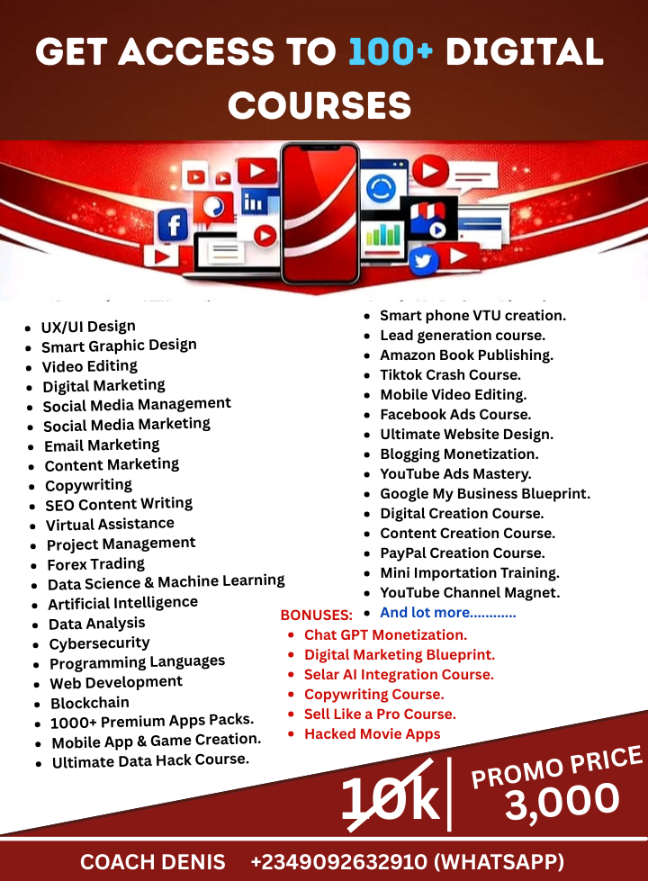 Express Tech Academy Facebook ad: OVER 100 DIGITAL COURSES ARRANAGED ORDERLY FOR YOU