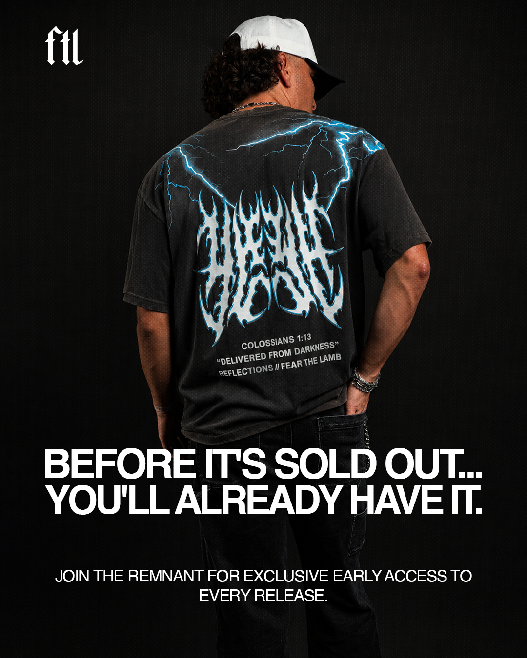 Fear the Lamb Apparel Facebook ad: Join The Remnant. Shop First.