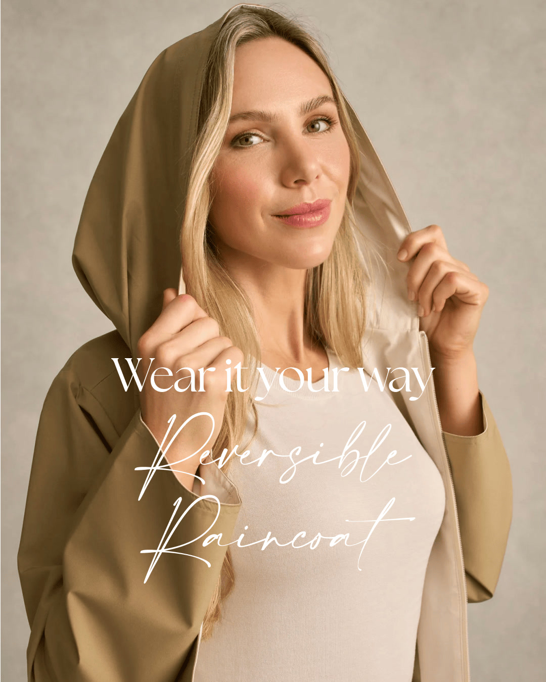 Blue Illusion Facebook ad: Reversible Rain Jacket