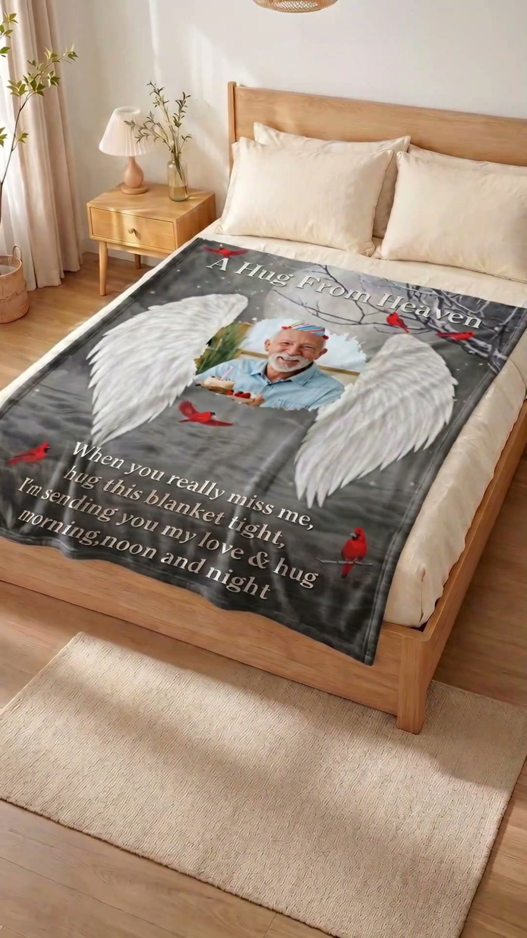 Joymemento Facebook ad: A Hug From Heaven Photo Blanket