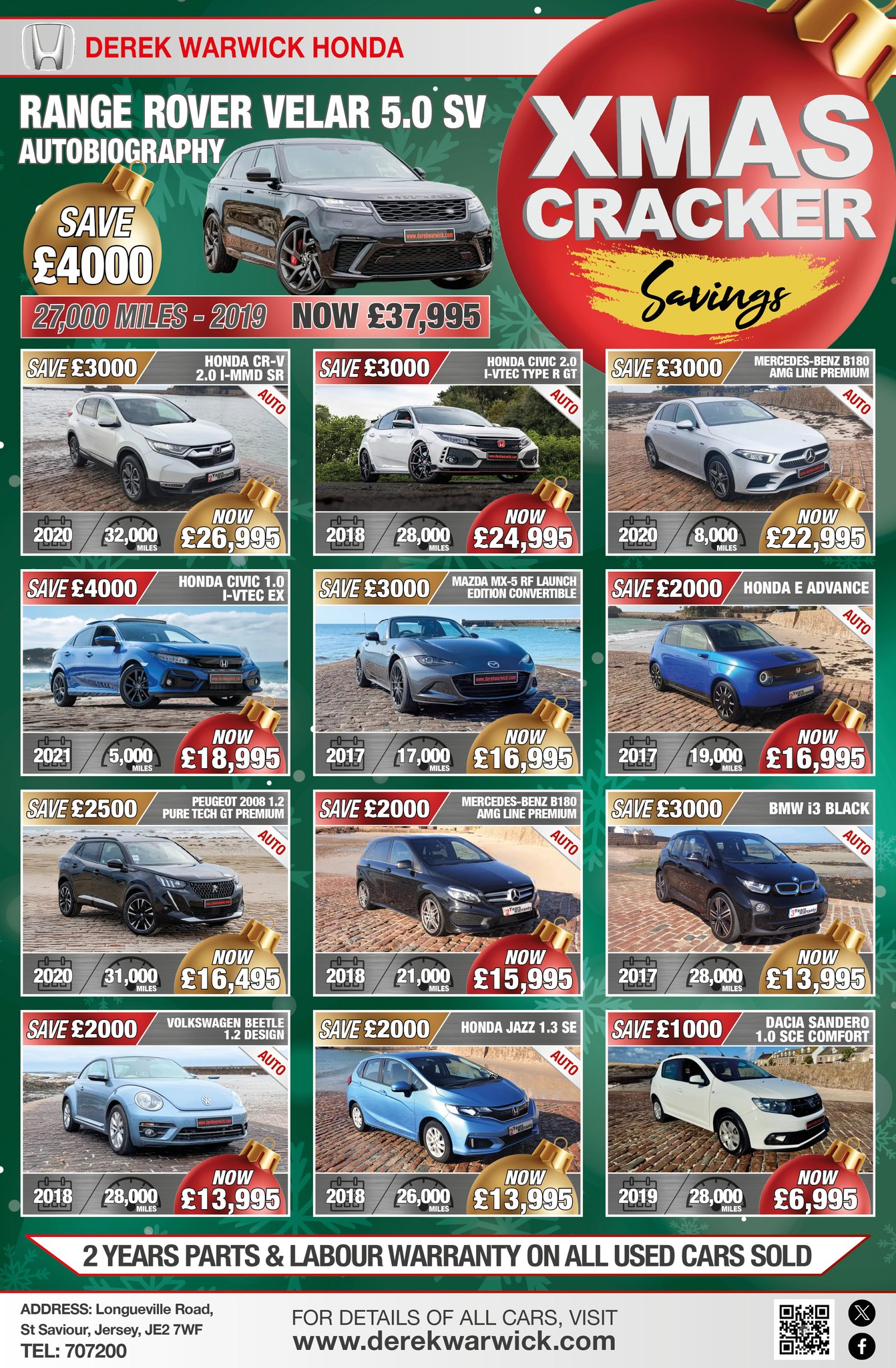 Derek Warwick Honda Jersey Facebook ad: MORE XMAS CRACKER SAVINGS AT DEREK WARWICK HONDA