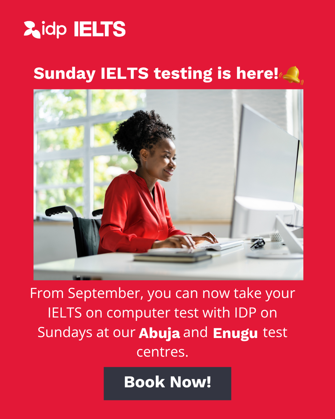 IELTS by IDP Nigeria Facebook ad: New! Sunday IELTS Slots - Enugu