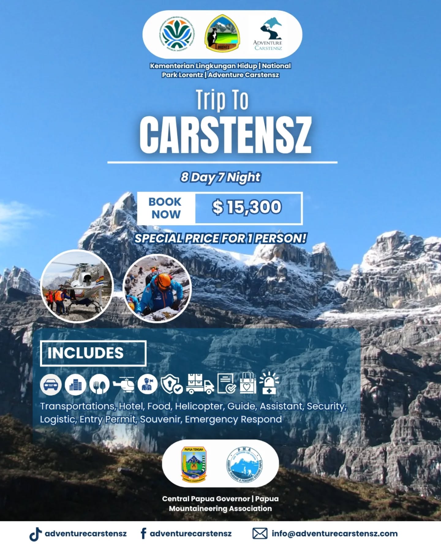 Adventure Carstensz Facebook ad: CARSTENSZ EXPEDITION, 8 DAYS / 7 NIGHTS