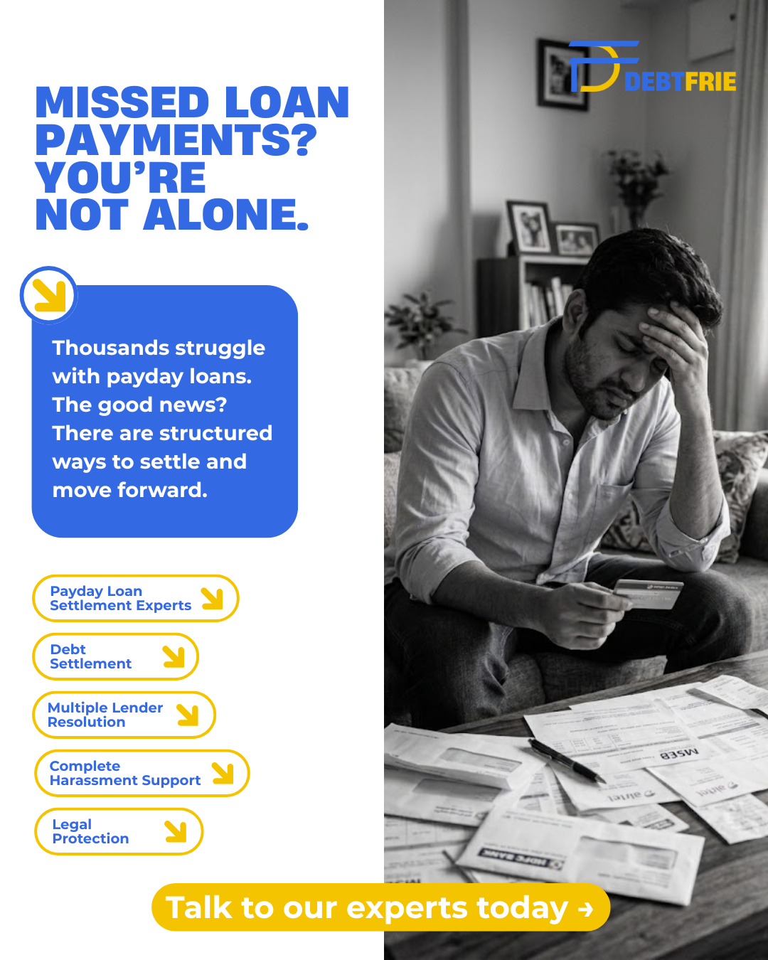 Debtfrie Facebook ad: Contact Us Now!
