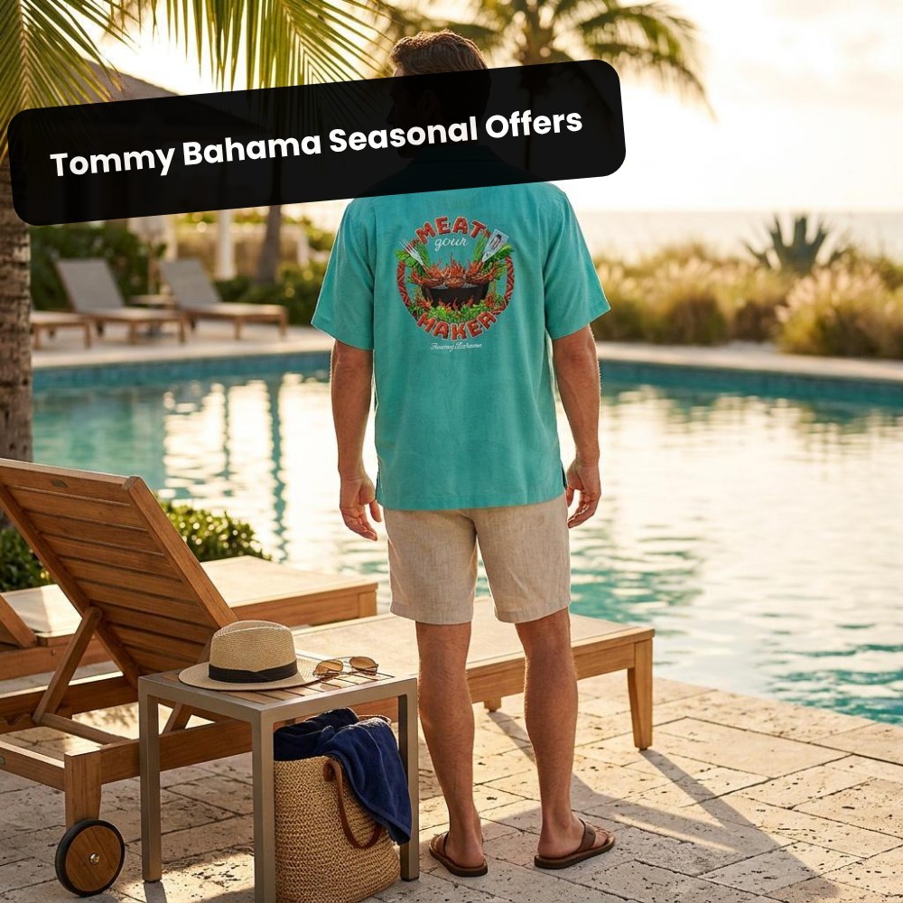 Trendingsearch Trendz Facebook ad: Dive Into Tommy Bahama Island Wear.