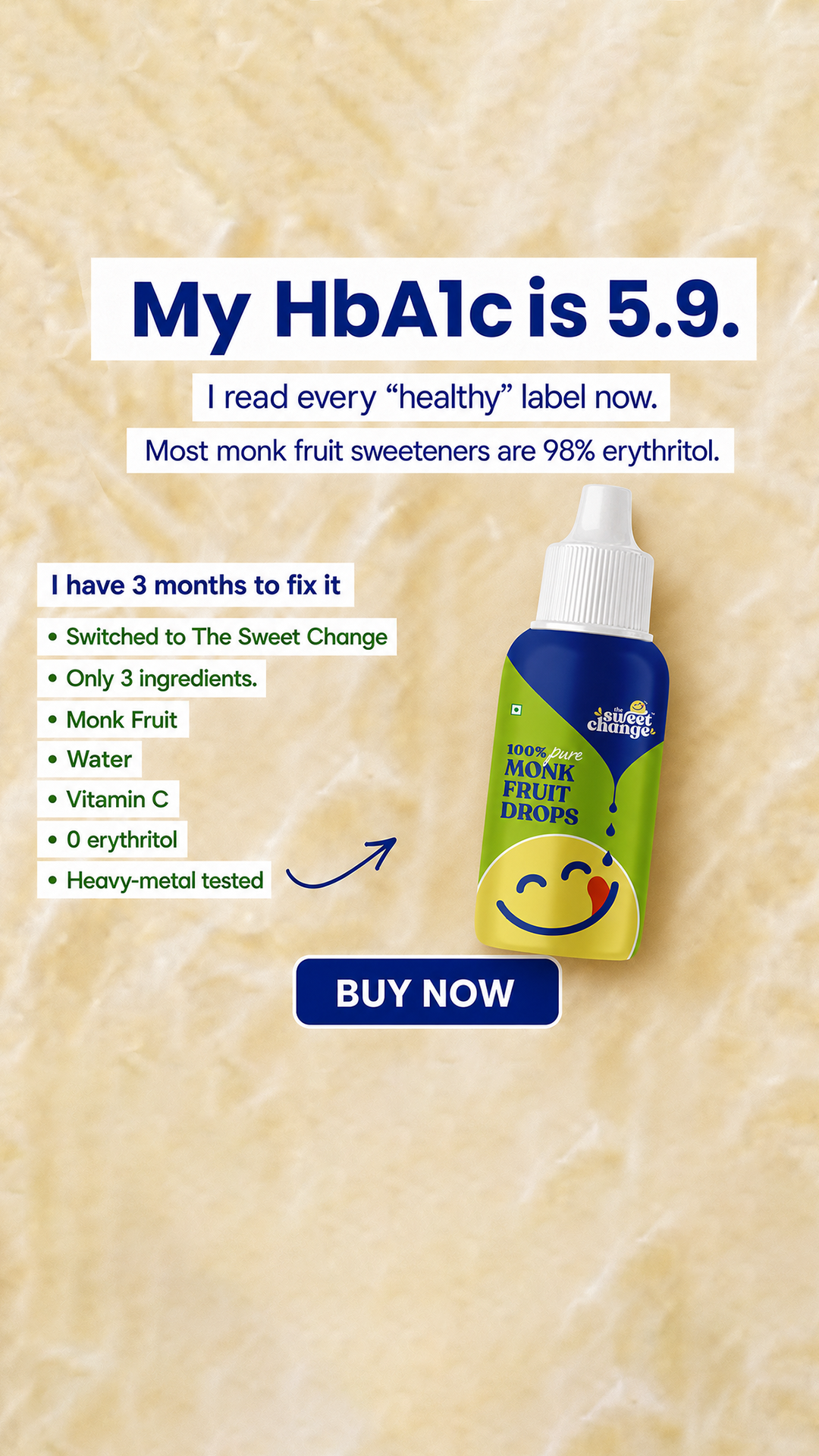 Thesweetchange Facebook ad: Get Ahead Of Pre-Diabetes