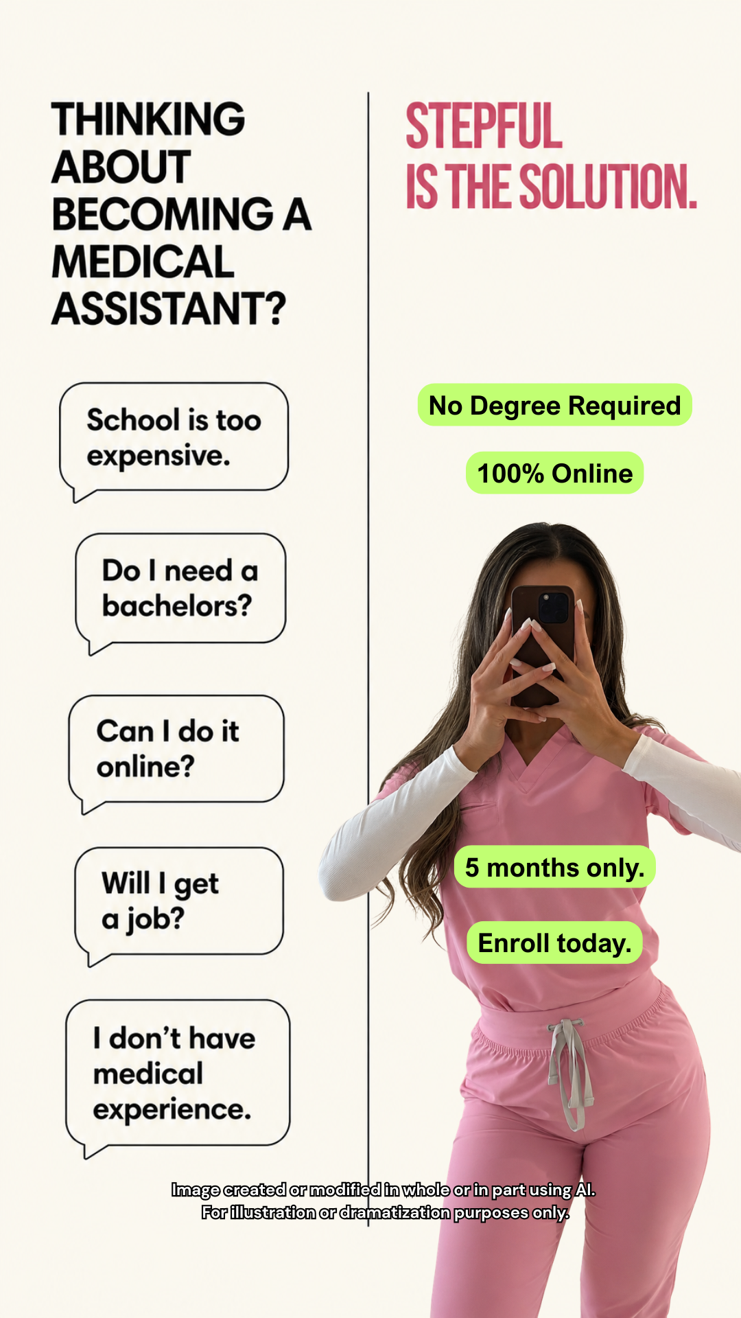 Stepful Facebook ad: Become a Medical Assistant Around Your Life