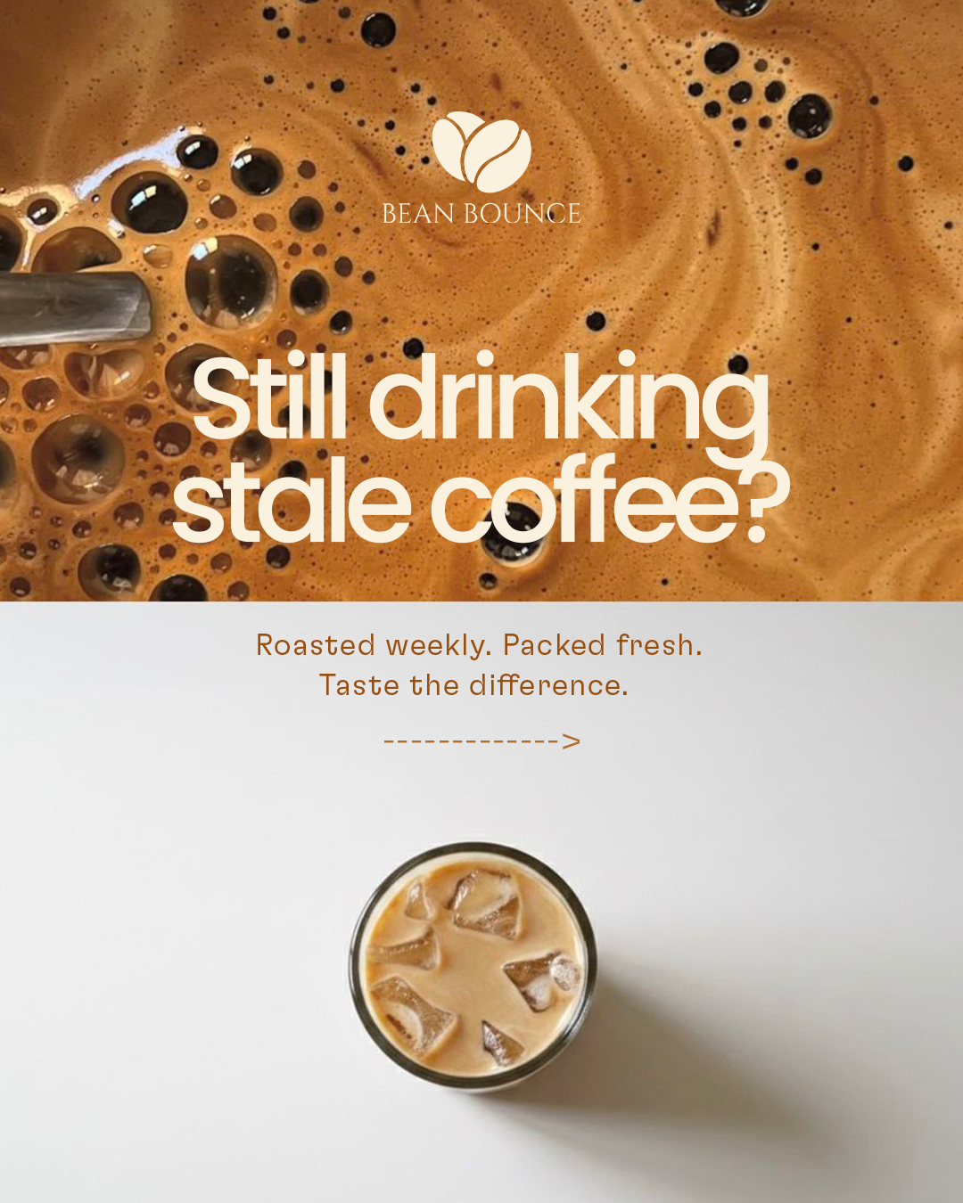 Bean Bounce Coffee Facebook ad: Any 3 Bags for ₹1999