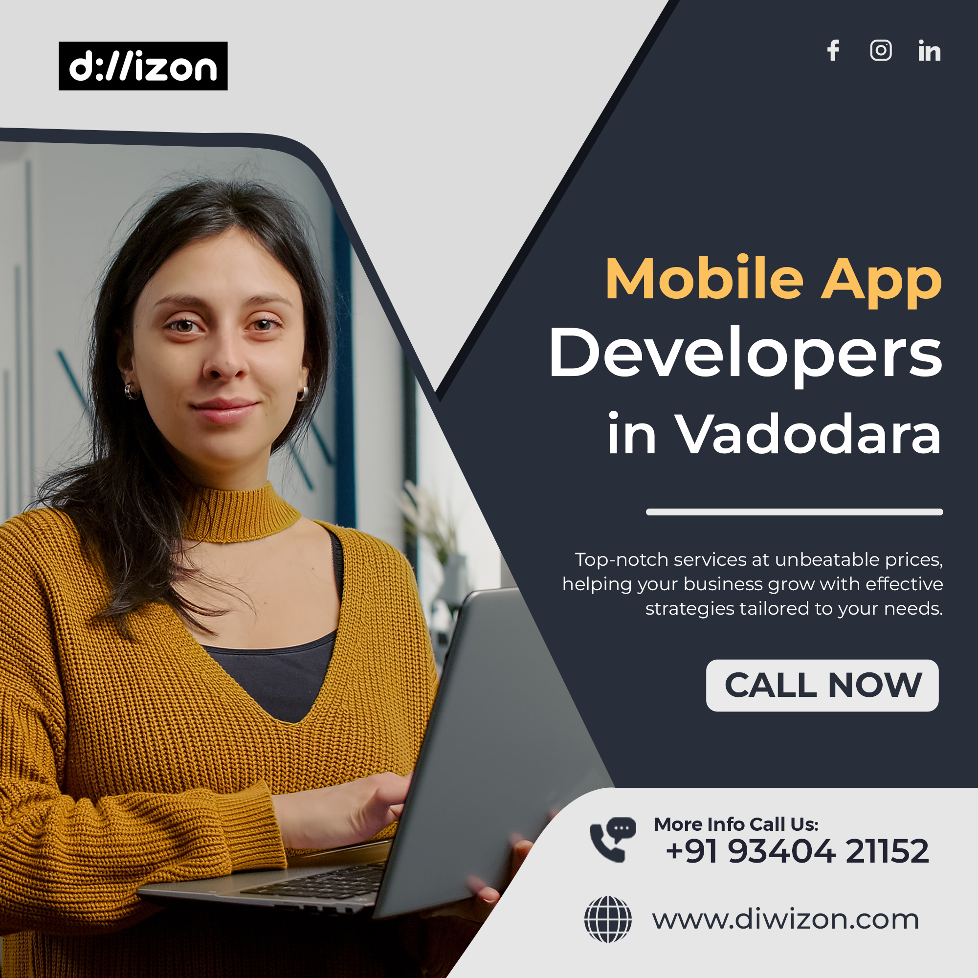 Diwizon Facebook ad: Want to know more about mobile app development?