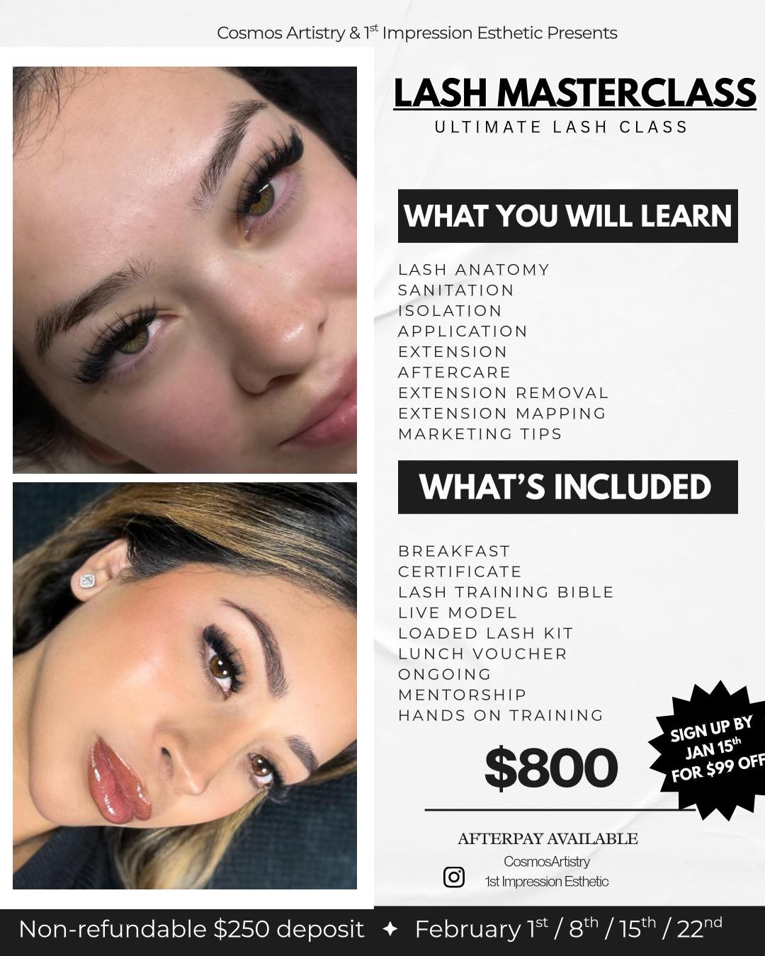 Cosmos Artistry by Laura Facebook ad: LASH MASTERCLASS