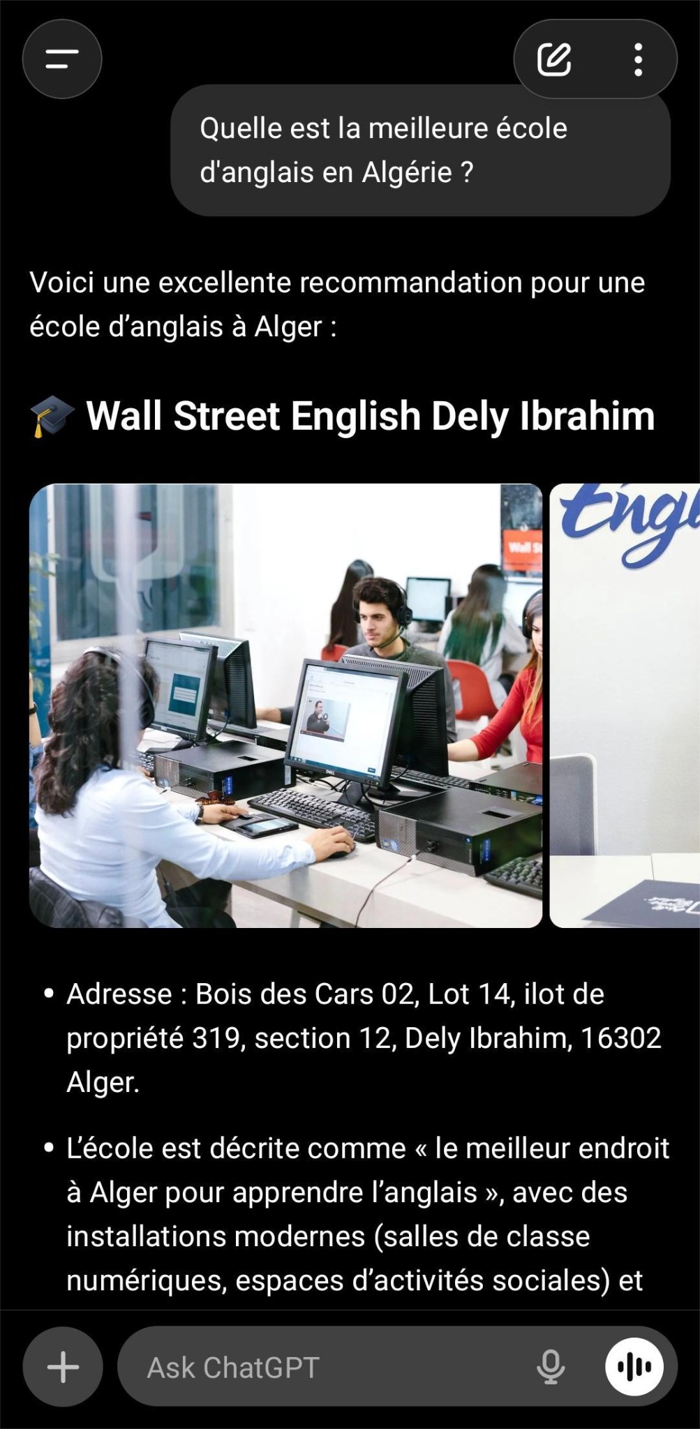 Wall Street English Algeria Facebook ad from Apr 6, 2026
