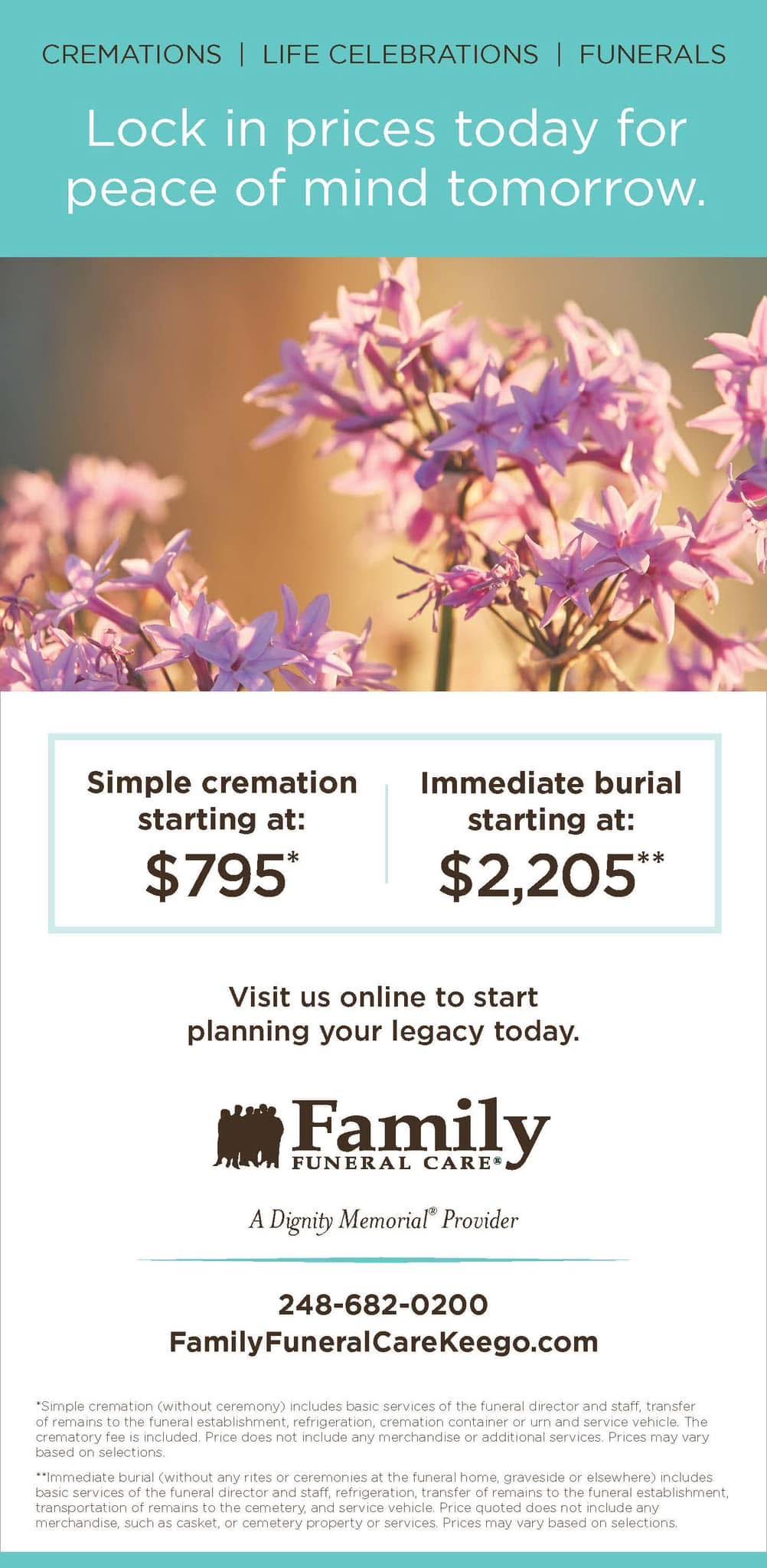 Family Funeral Care Facebook ad: Located in Keego Harbor, Family Funeral Care creates…