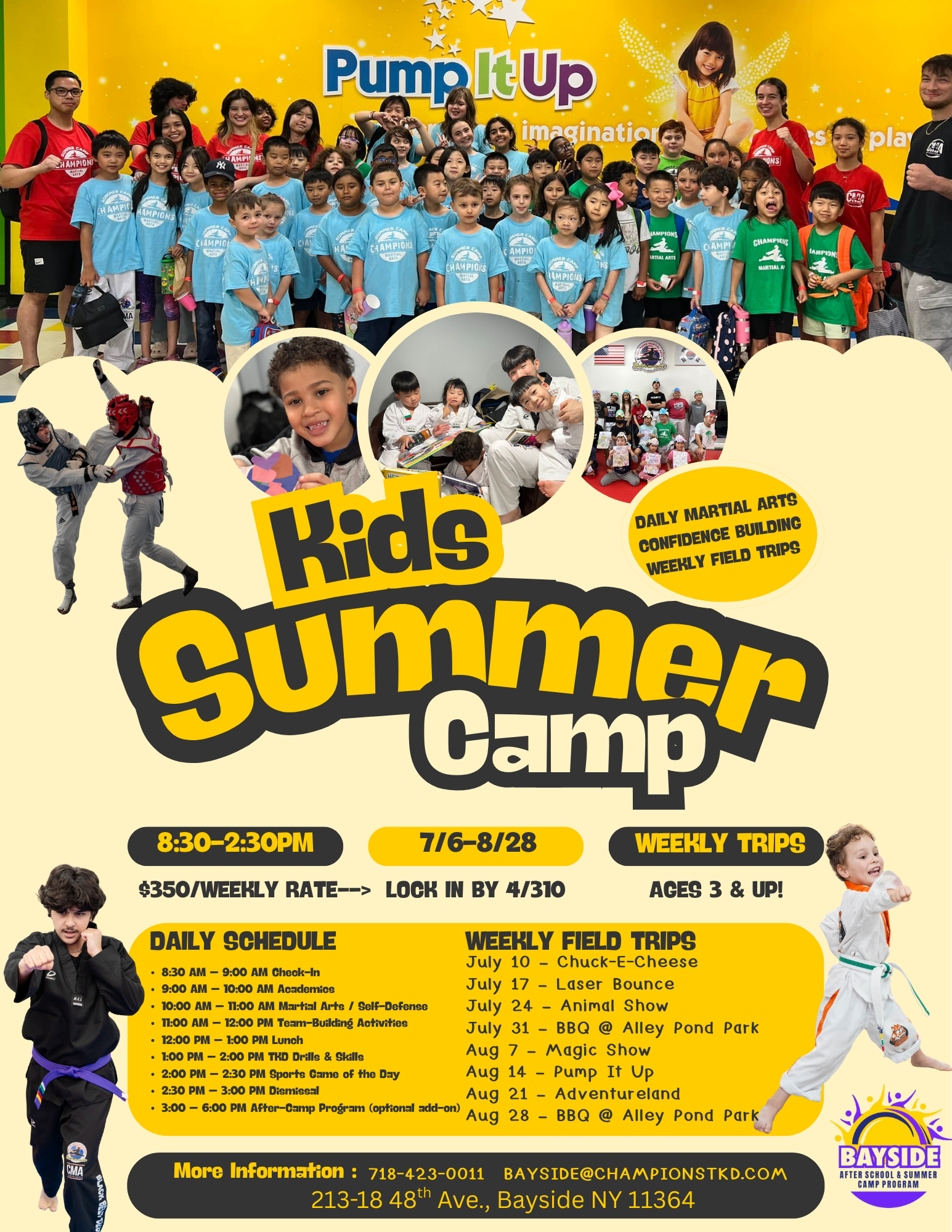 Champions Martial Arts Bayside Facebook ad: Bayside’s Most Action-Packed Summer Camp!