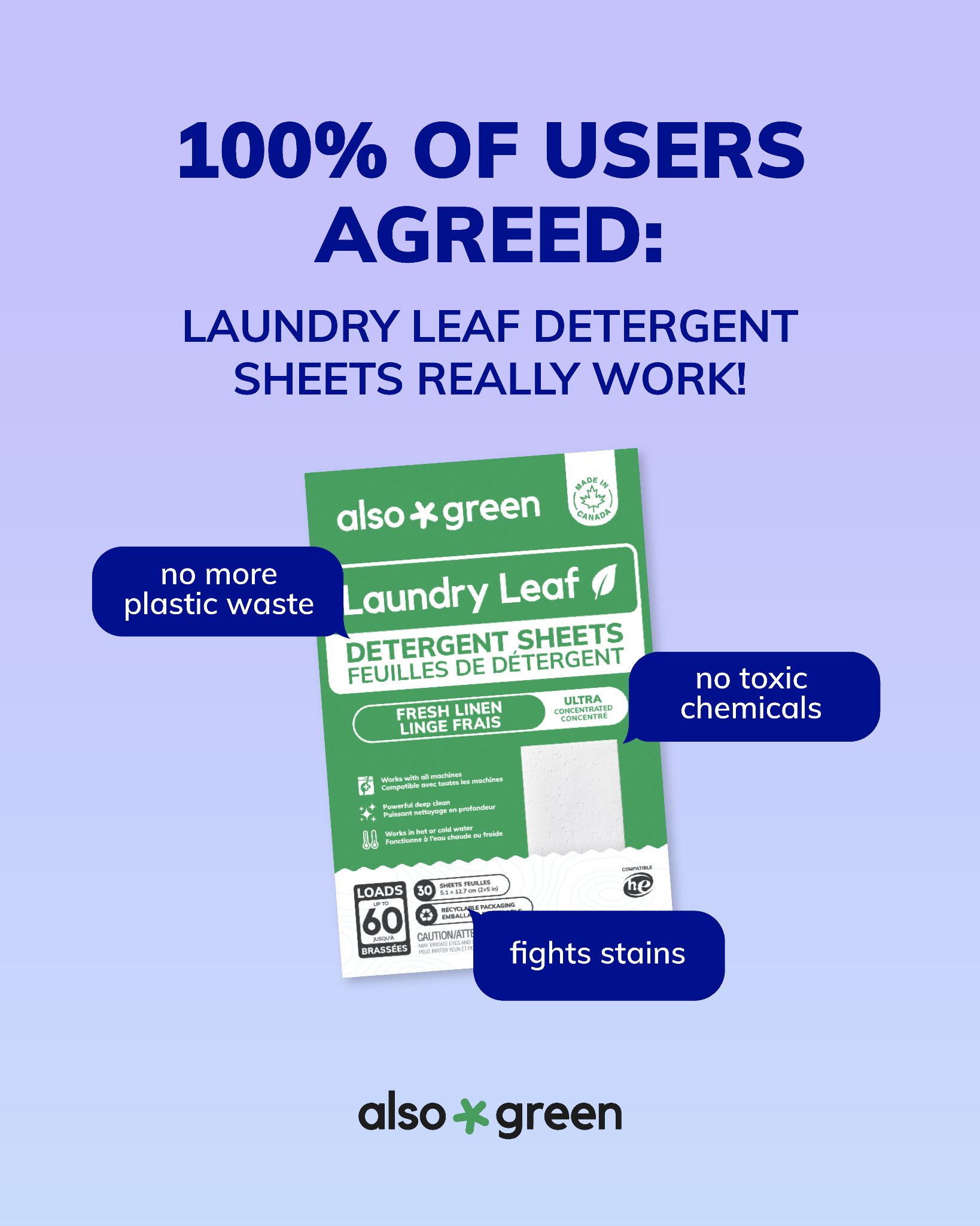Also Green Facebook ad: Proudly Made in Canada