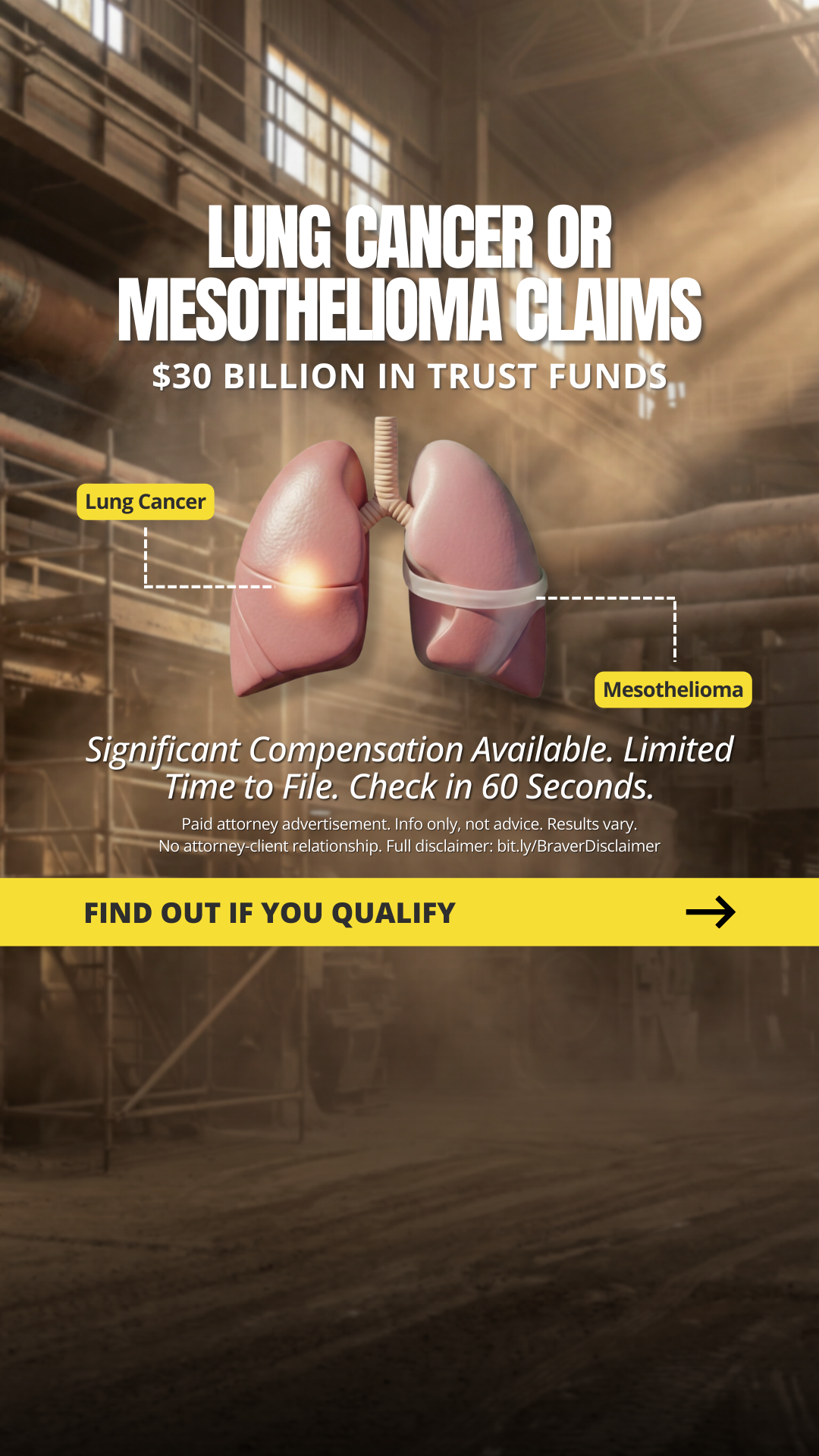 Lung Cancer or Mesothelioma Compensation Facebook ad