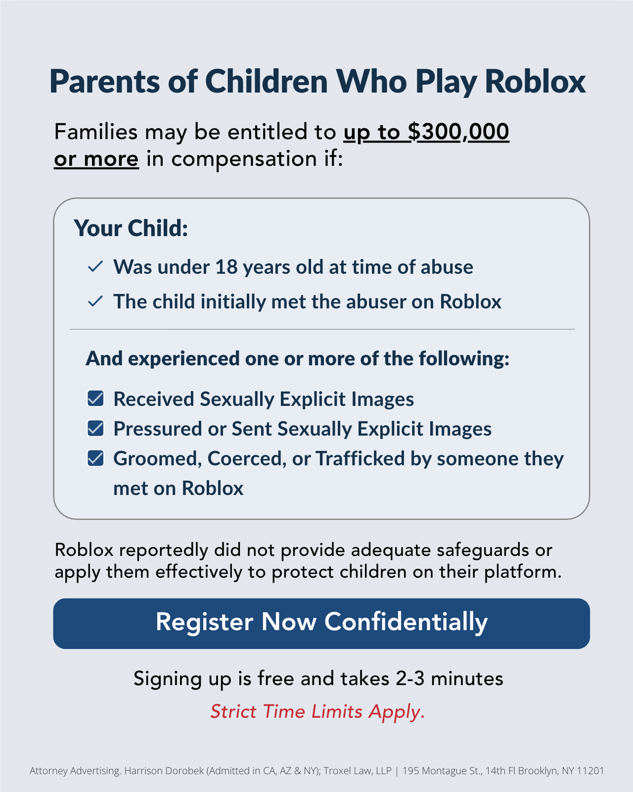 Parents Filing Video Game Claims Facebook ad