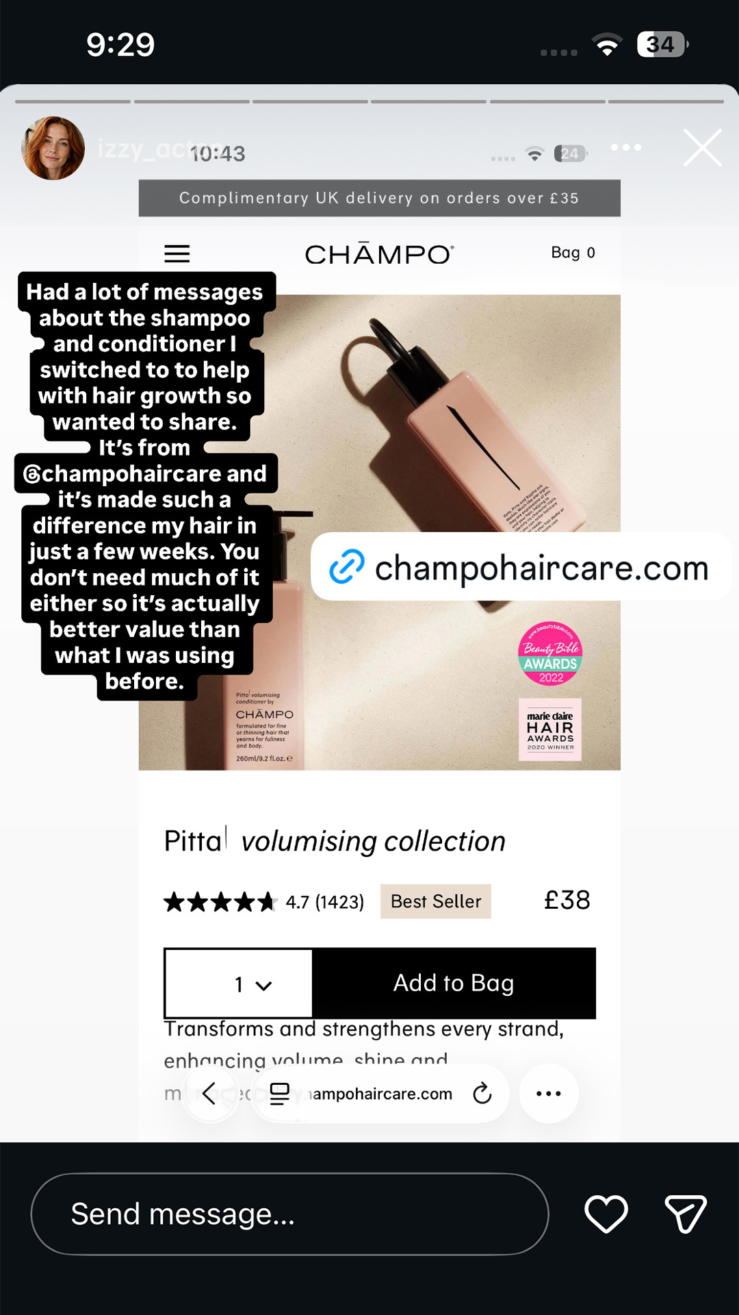 Chāmpo Haircare Facebook ad