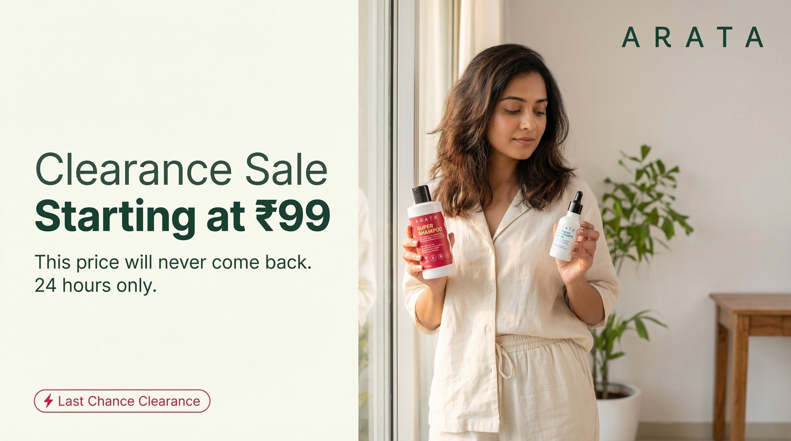 Arata Clearance Sale Facebook ad from Jun 29, 2026