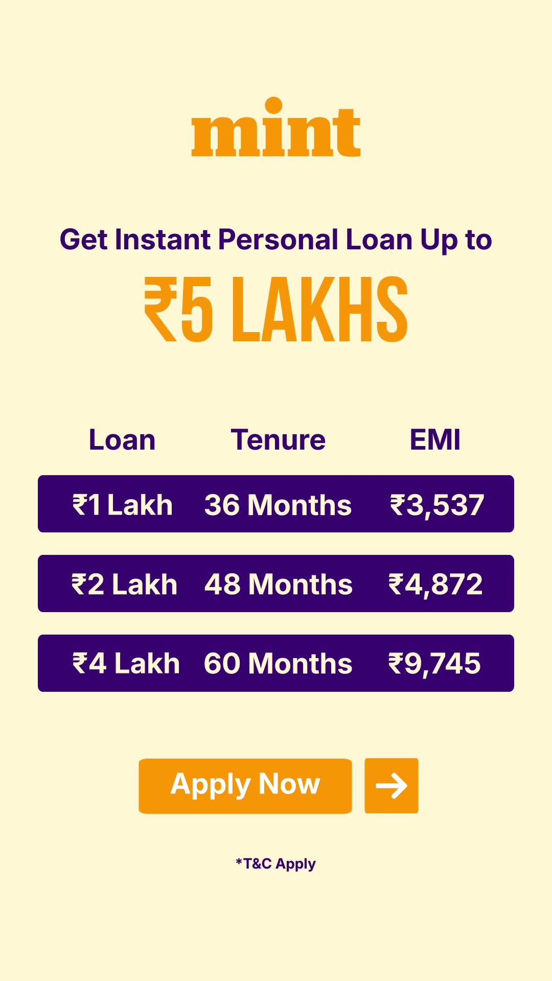 Mint Facebook ad: Loan up to ₹5 Lakh Instantly