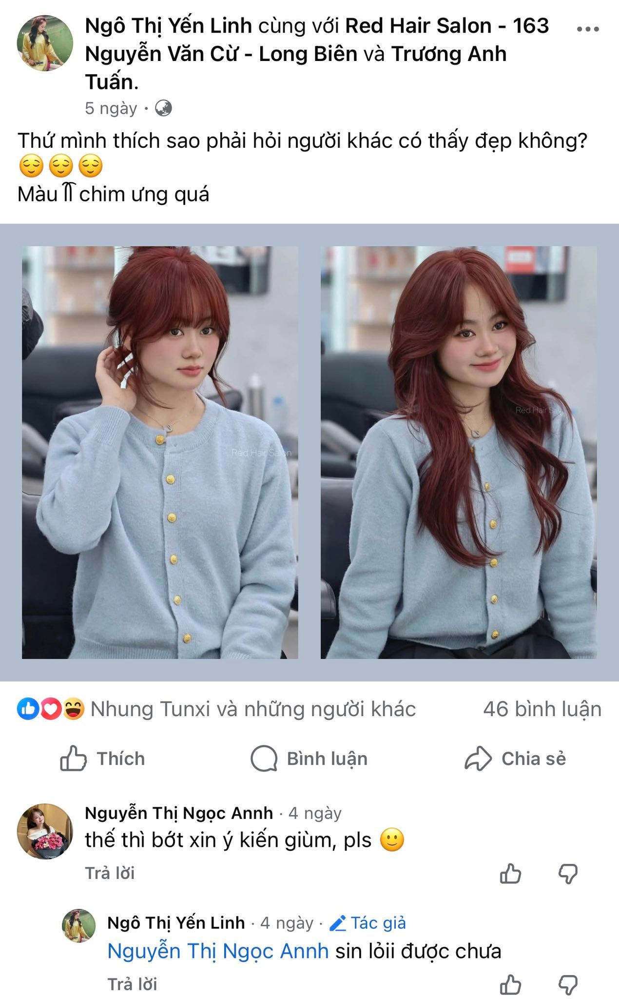 Red Hair Salon - 163 Nguyễn Văn Cừ - Long Biên Facebook ad