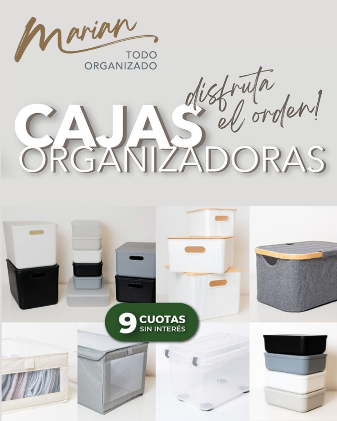 Marian Todo Organizado Facebook ad: Disfrutá el orden con nuestras Cajas Organizadoras (y…