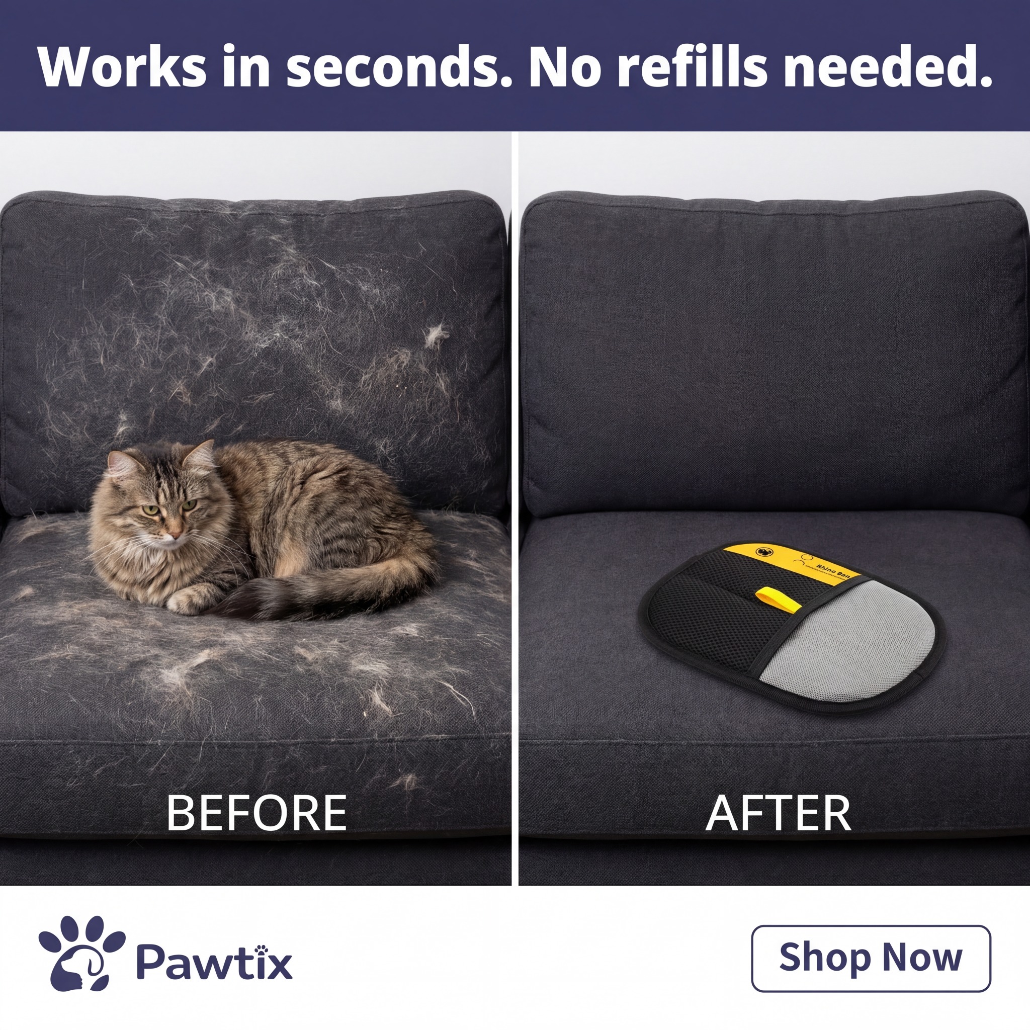 Pawtix Facebook ad: FurSweep Pro, Clean Couch in Seconds