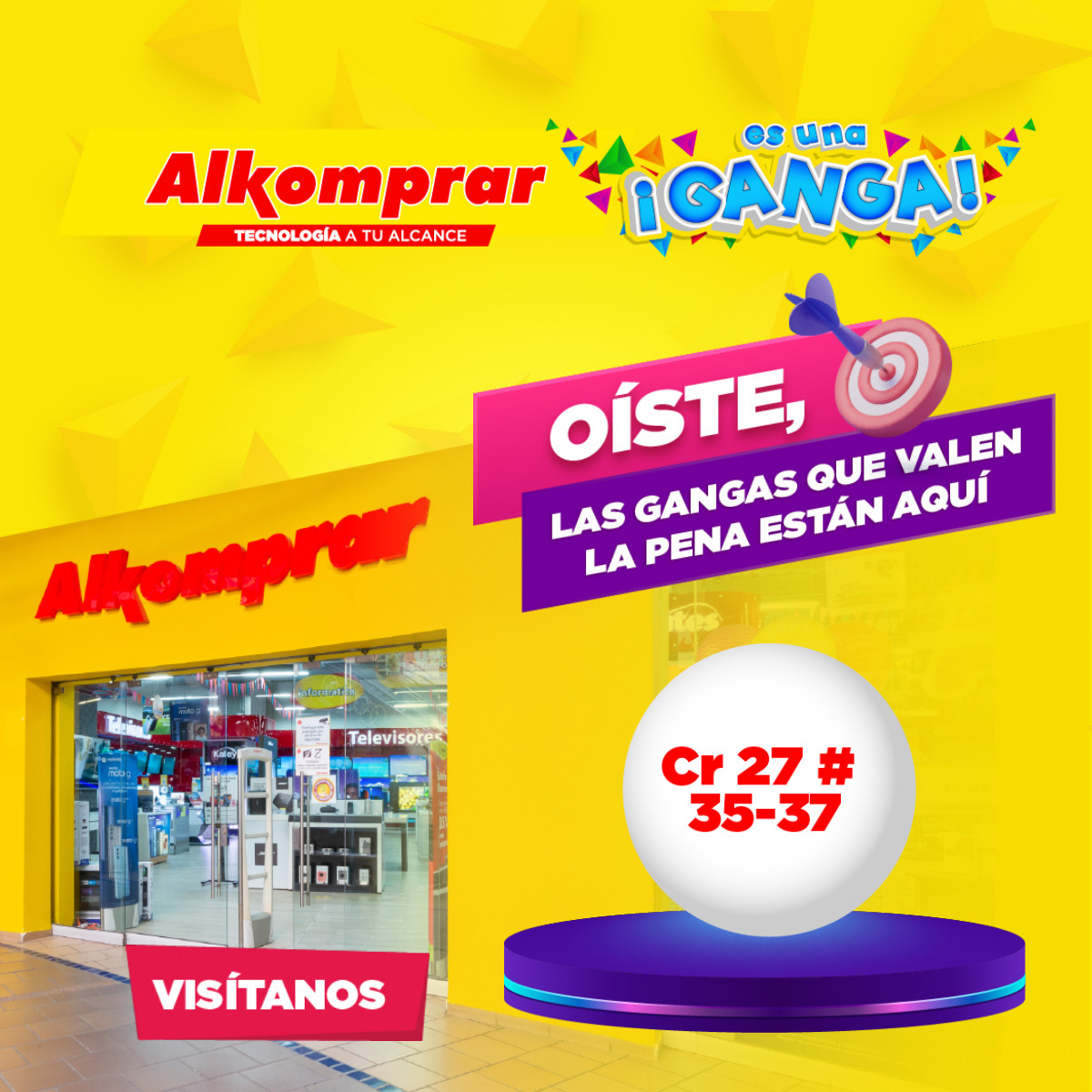 Alkomprar Facebook ad: ¡Te esperamos en la Cr 27!