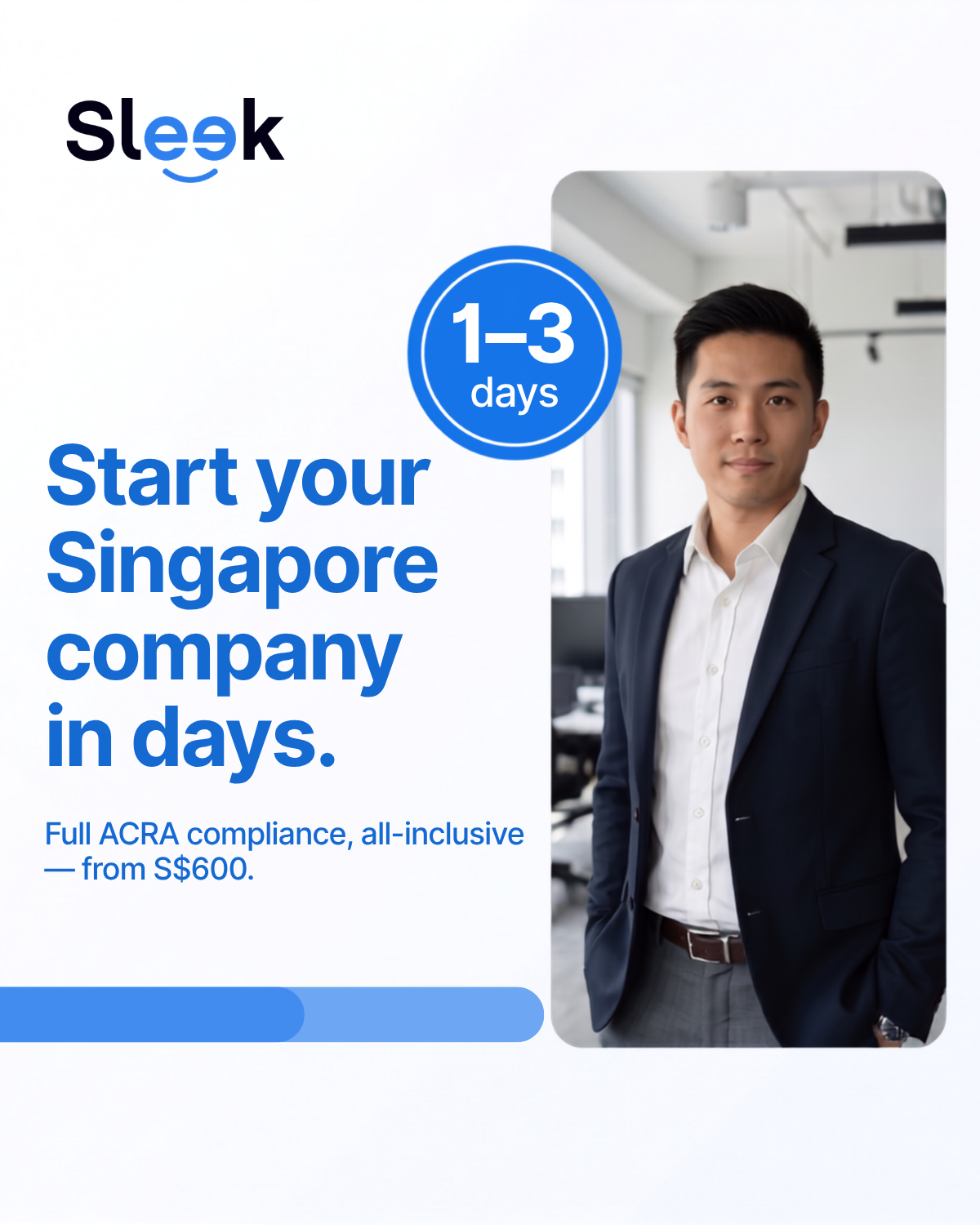 Sleek Facebook ad: Launch your Singapore company with a Business Account!