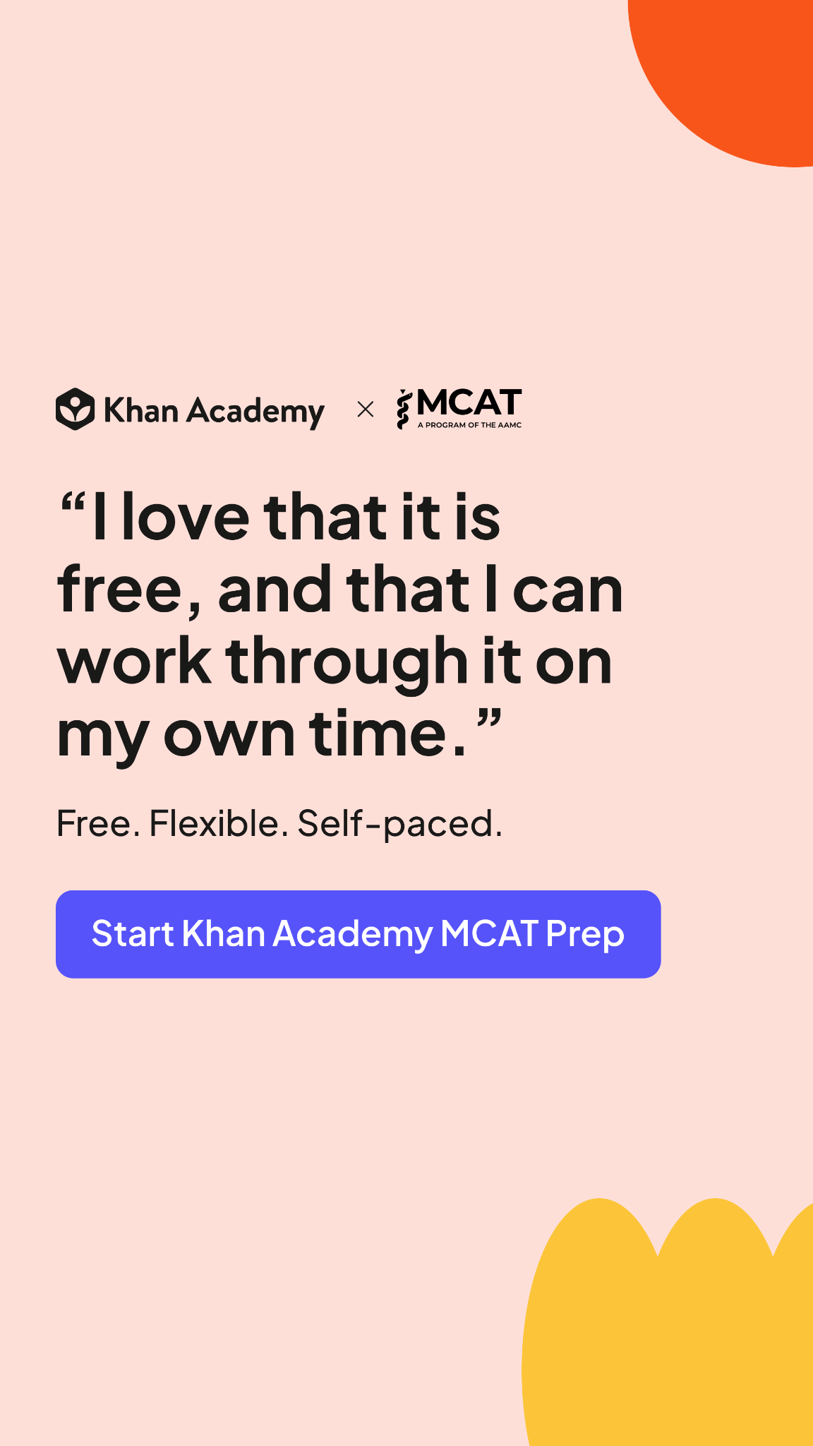Khan Academy Facebook ad: Free, Trusted MCAT Prep