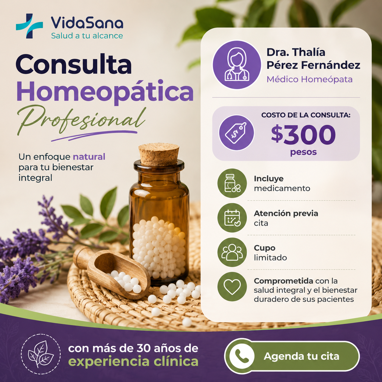 Homeópata Thalía Facebook ad: Realiza tu Cita