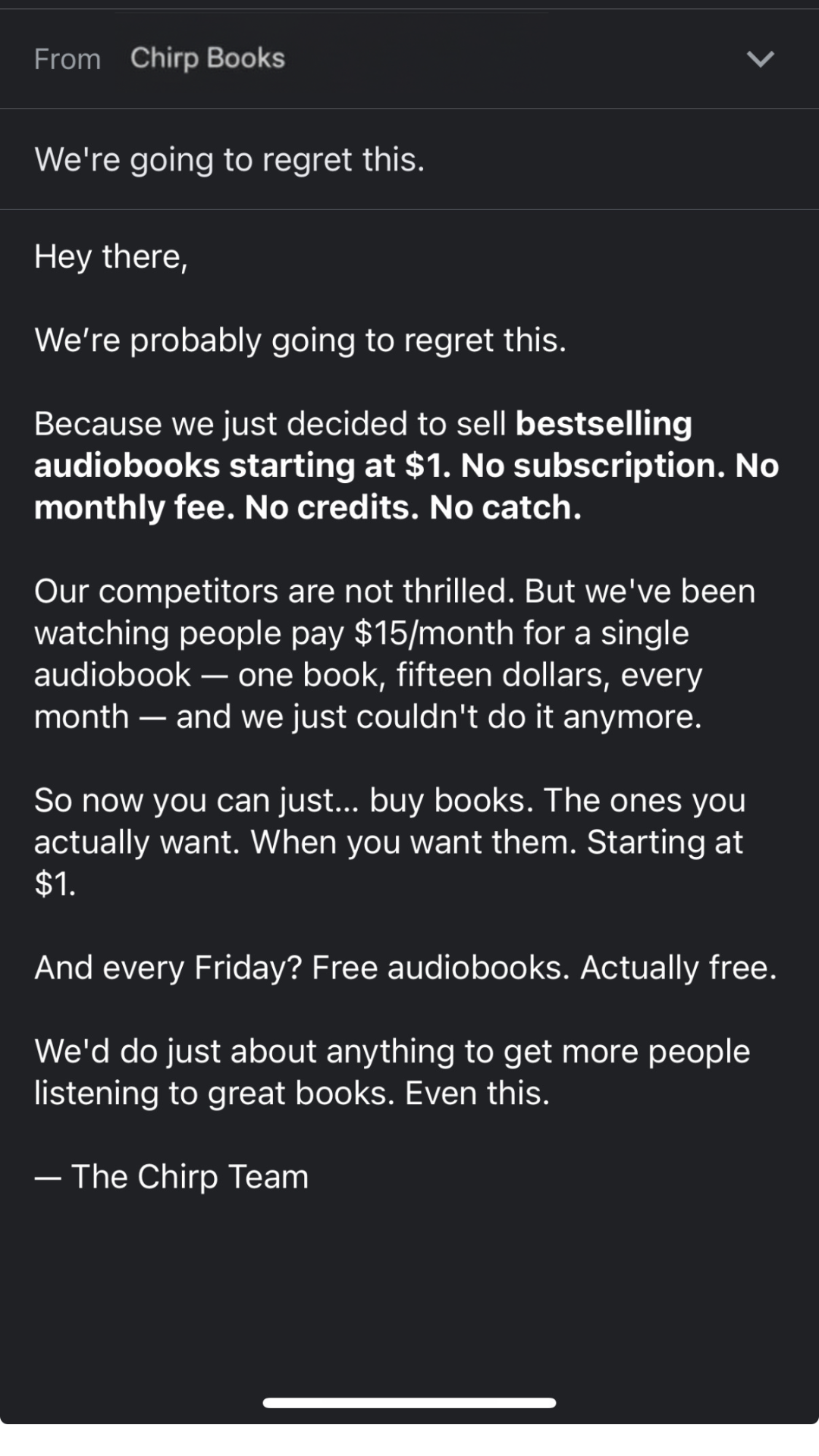Chirp Facebook ad