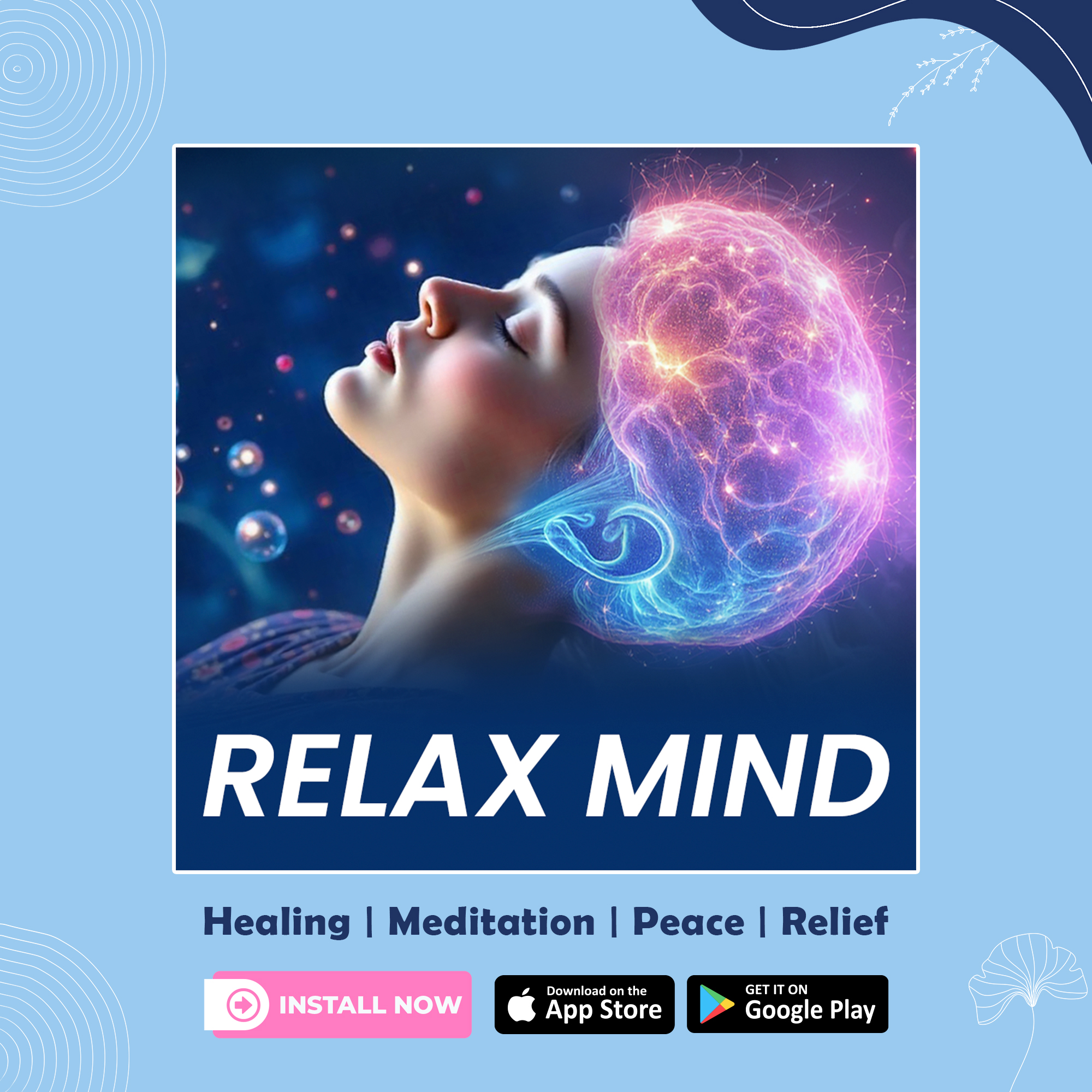 Relax Mind Facebook ad: Relax Mind: Sleep, Calm Focus