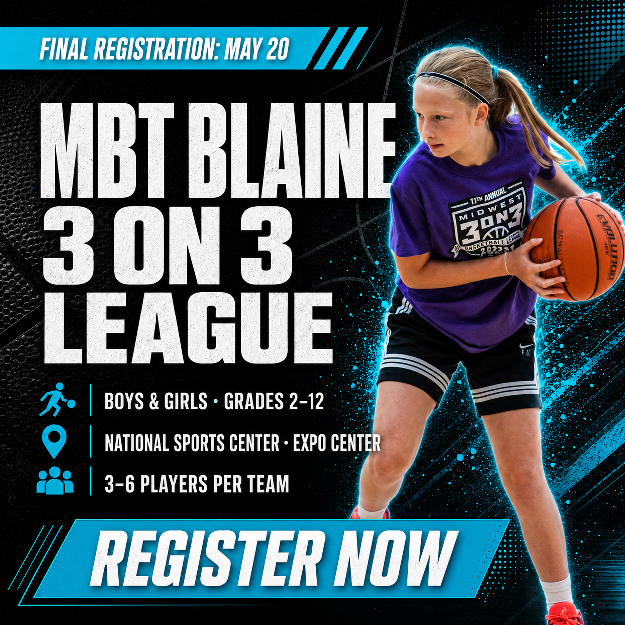 Midwest 3 on 3 Facebook ad: 3 on 3 Basketball in MBT Blaine