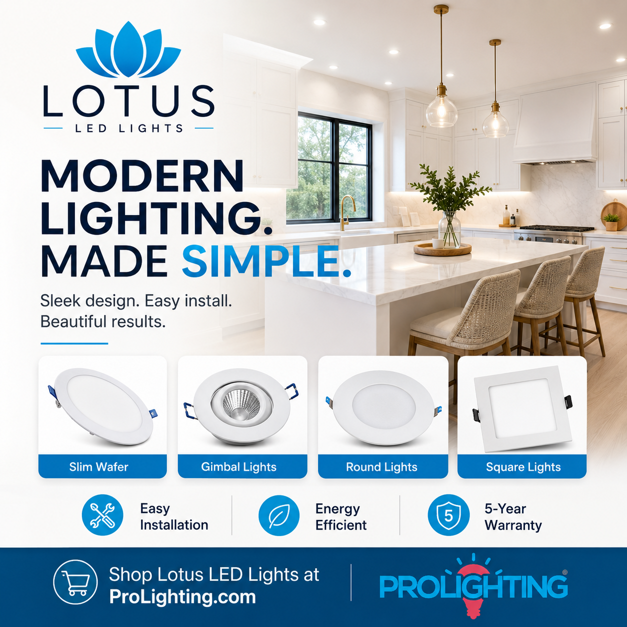 Prolighting Facebook ad: Lotus LED Downlights