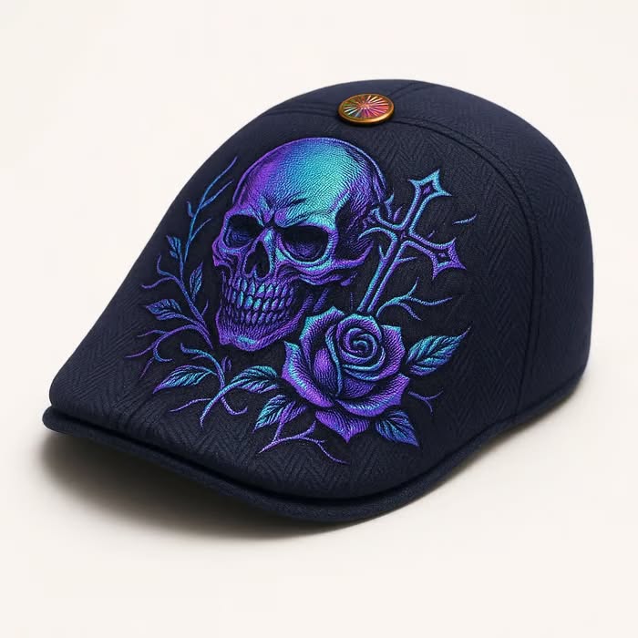 Minorityt Facebook ad: Handcrafted Skull & Thorn Flat Cap Last Day 50% OFF Buy 2…
