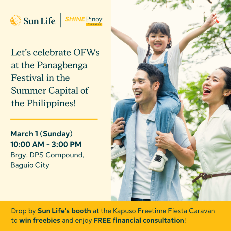 Sun Life Philippines Facebook ad: Magandang Araw! We’re inviting our OFW heroes and…