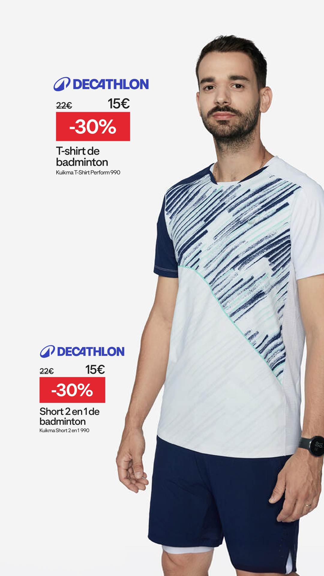 Decathlon - Badminton Facebook ad: Jusqu'à -50% sur le Badminton chez Decathlon