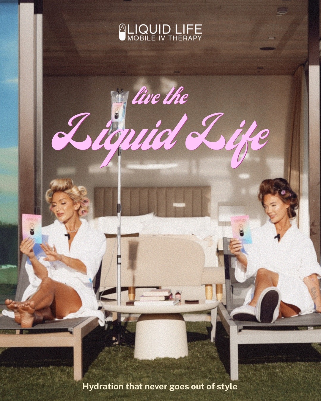 Liquid Life Mobile IV Therapy Facebook ad: A little pool time + a lot of…