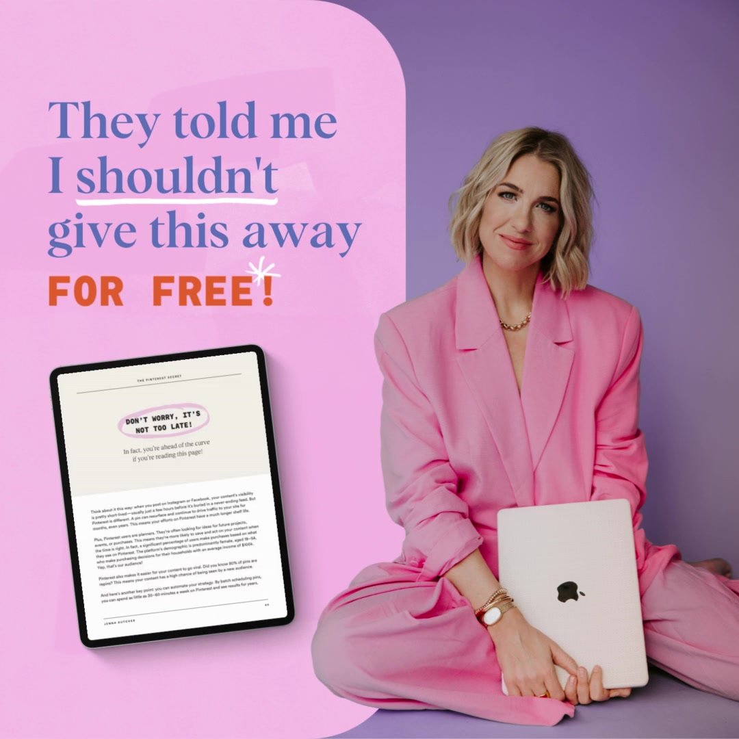 Jenna Kutcher Facebook ad: Master Pinterest Marketing with My Free Ultimate Guide!