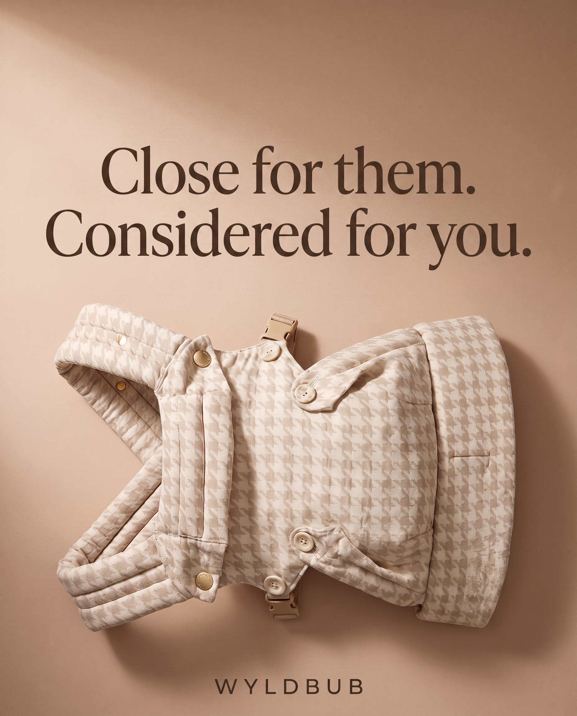 Wyld Bub Facebook ad: The Houndstooth Baby Carrier